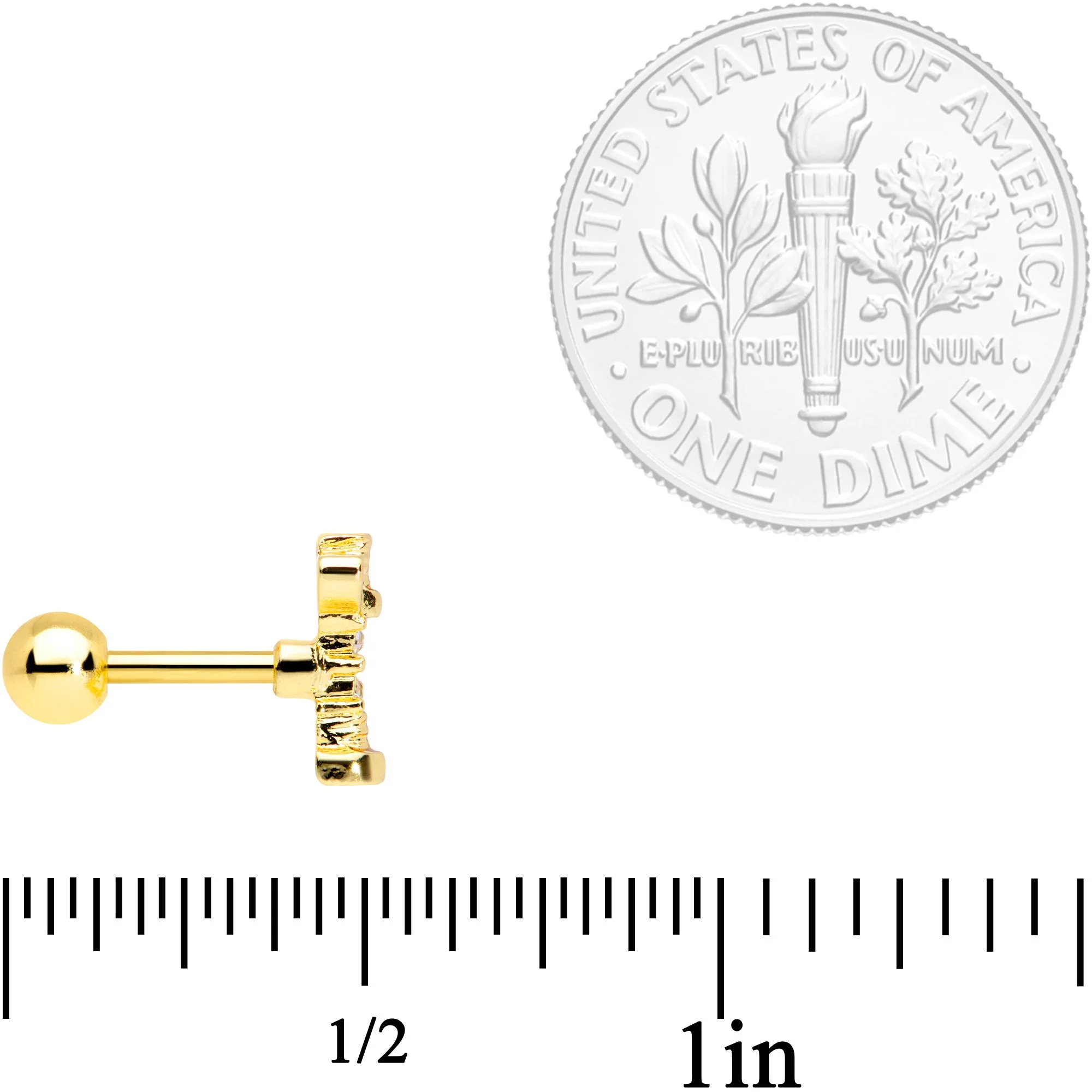 16G 1/4 Clear CZ Gem Gold Tone Wing Nut Cartilage Tragus Earring - Image 4