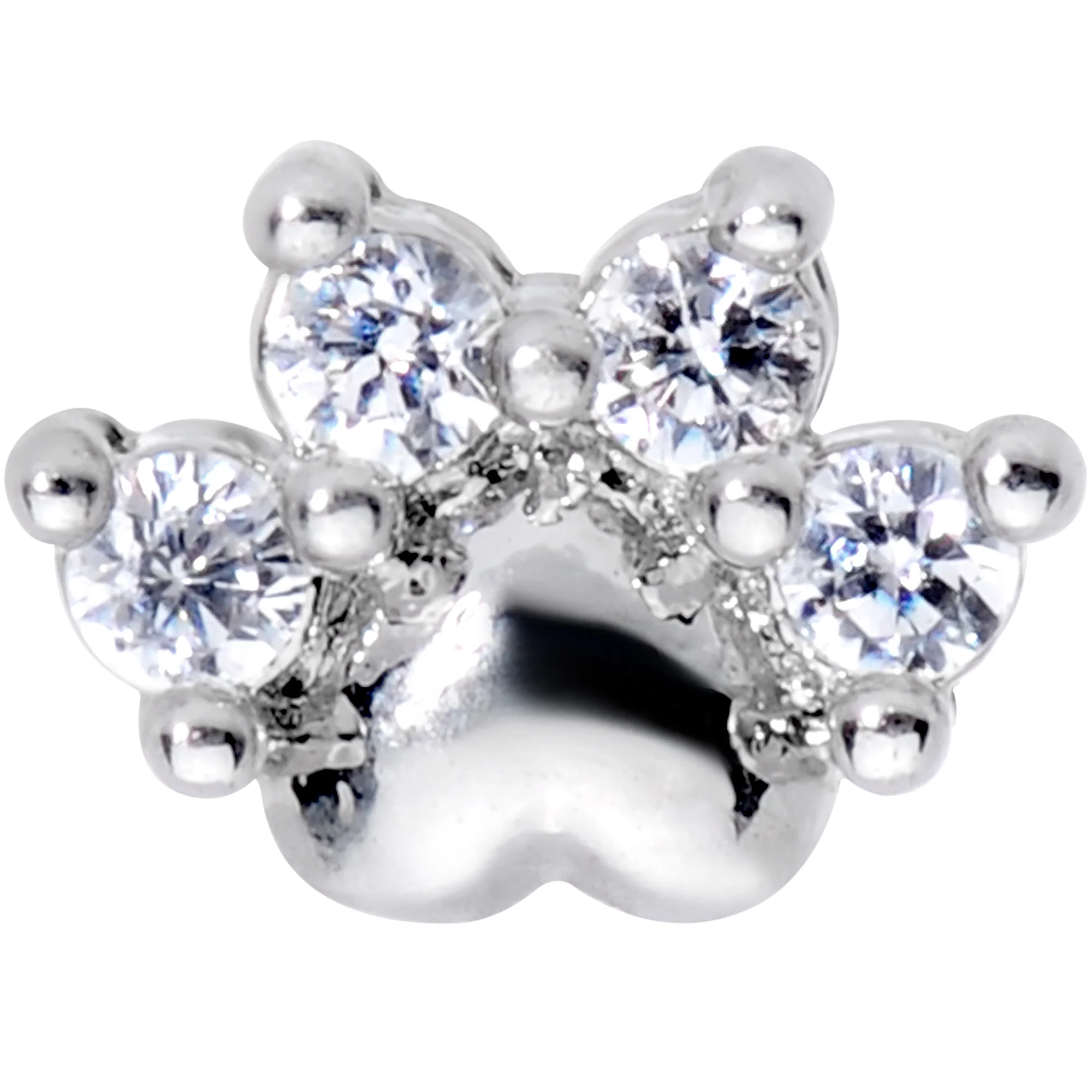 16G 1/4 Clear CZ Gem Paw Print Cat Cartilage Tragus Earring - Image 2