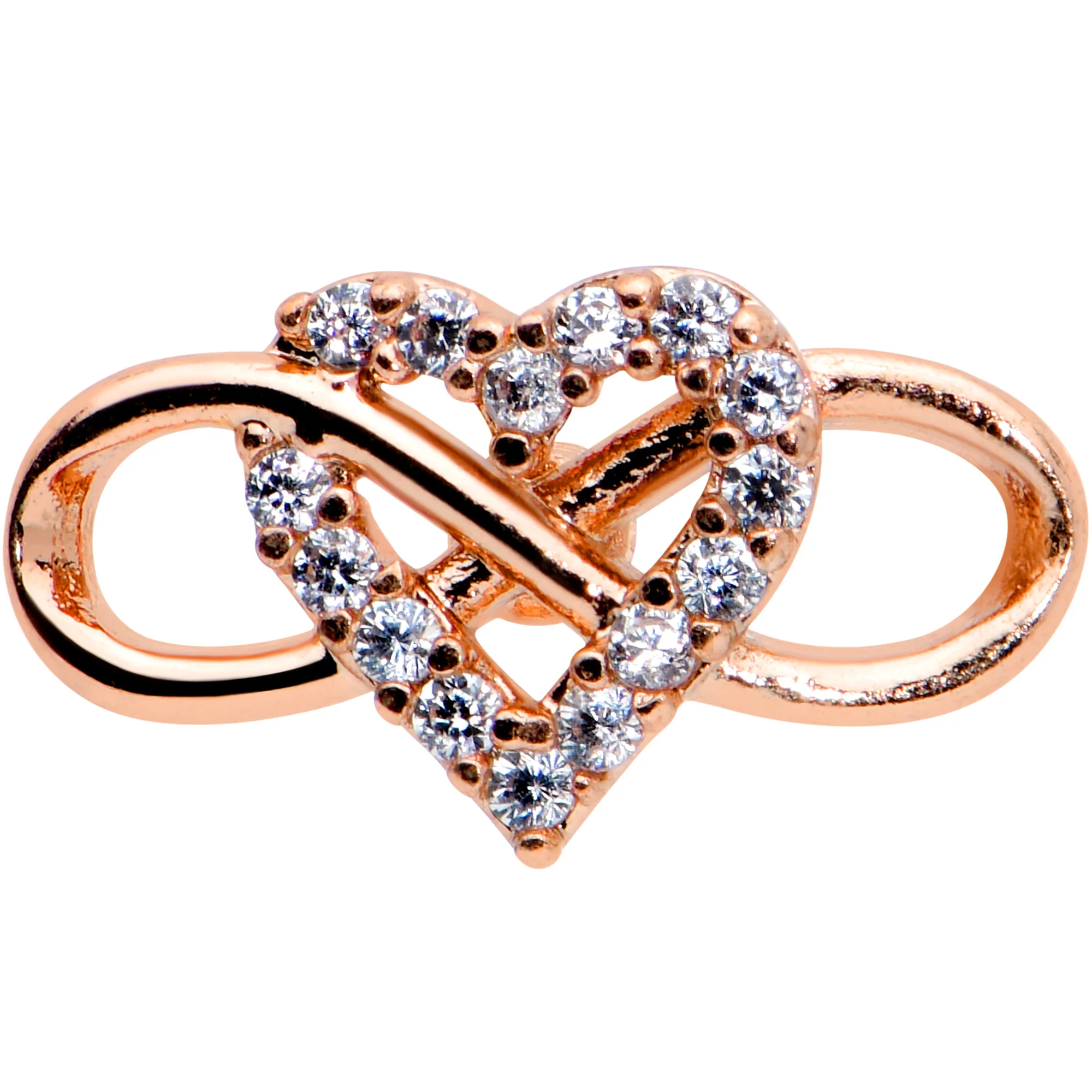 16G 1/4 Clear CZ Gem Rosy Infinity Heart Cartilage Labret Tragus - Image 2