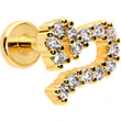 16G 1/4 Clear CZ Gold Hue Half Heart Internal Thread Labret Tragus - Image 6