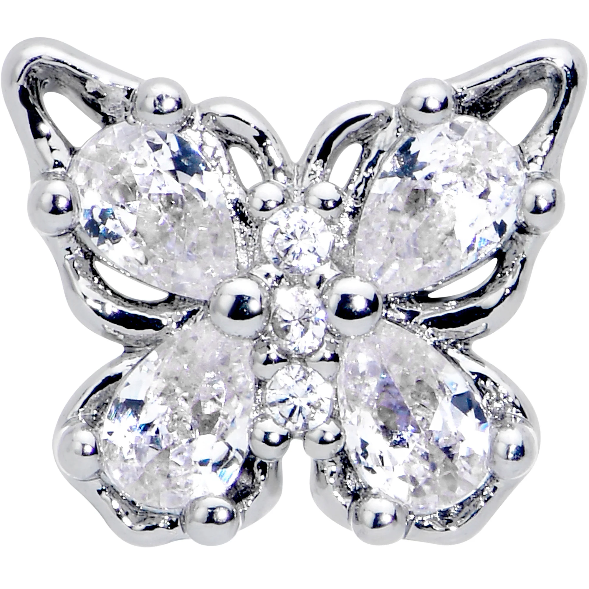 16G 1/4 Clear Gem Baroque Beauty Butterfly Cartilage Tragus Earring - Image 2