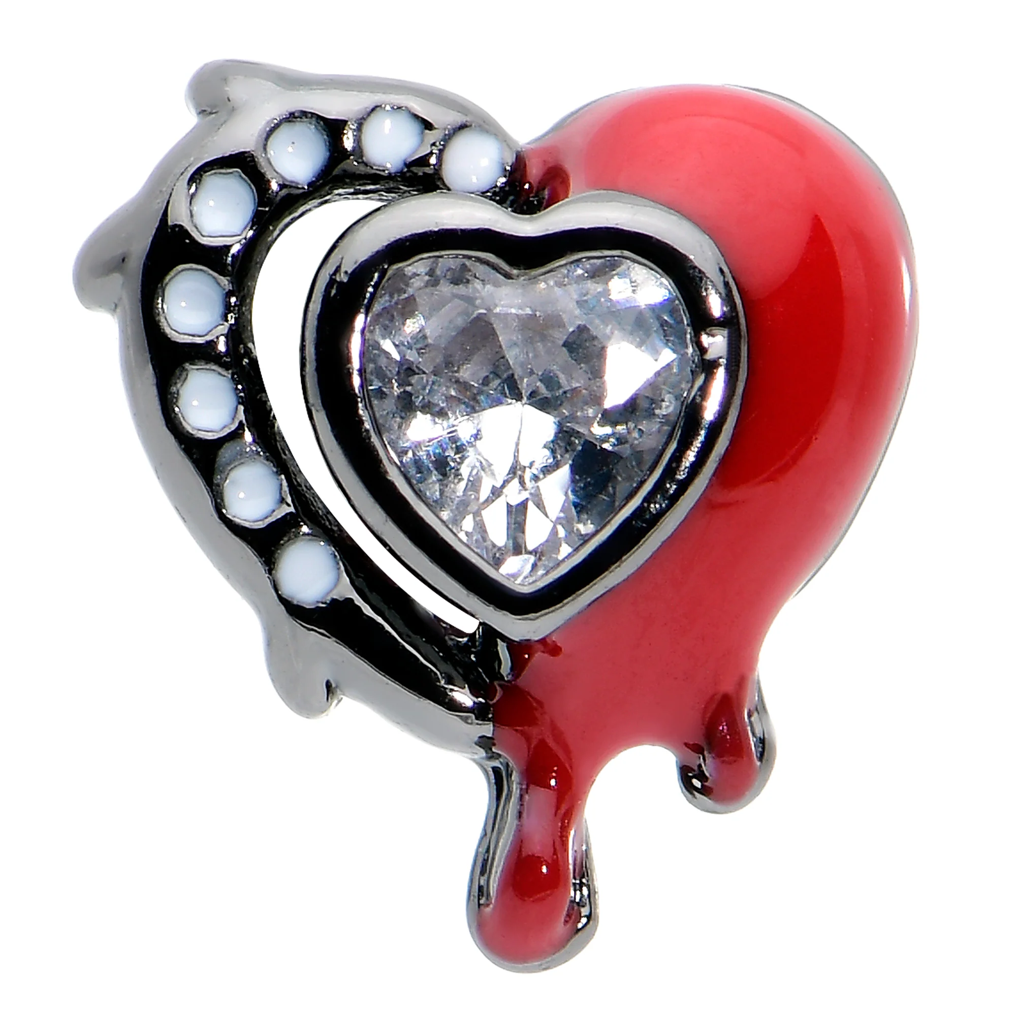 16G 1/4 Clear Gem Black Bleeding Heart Cartilage Tragus Earring - Image 8