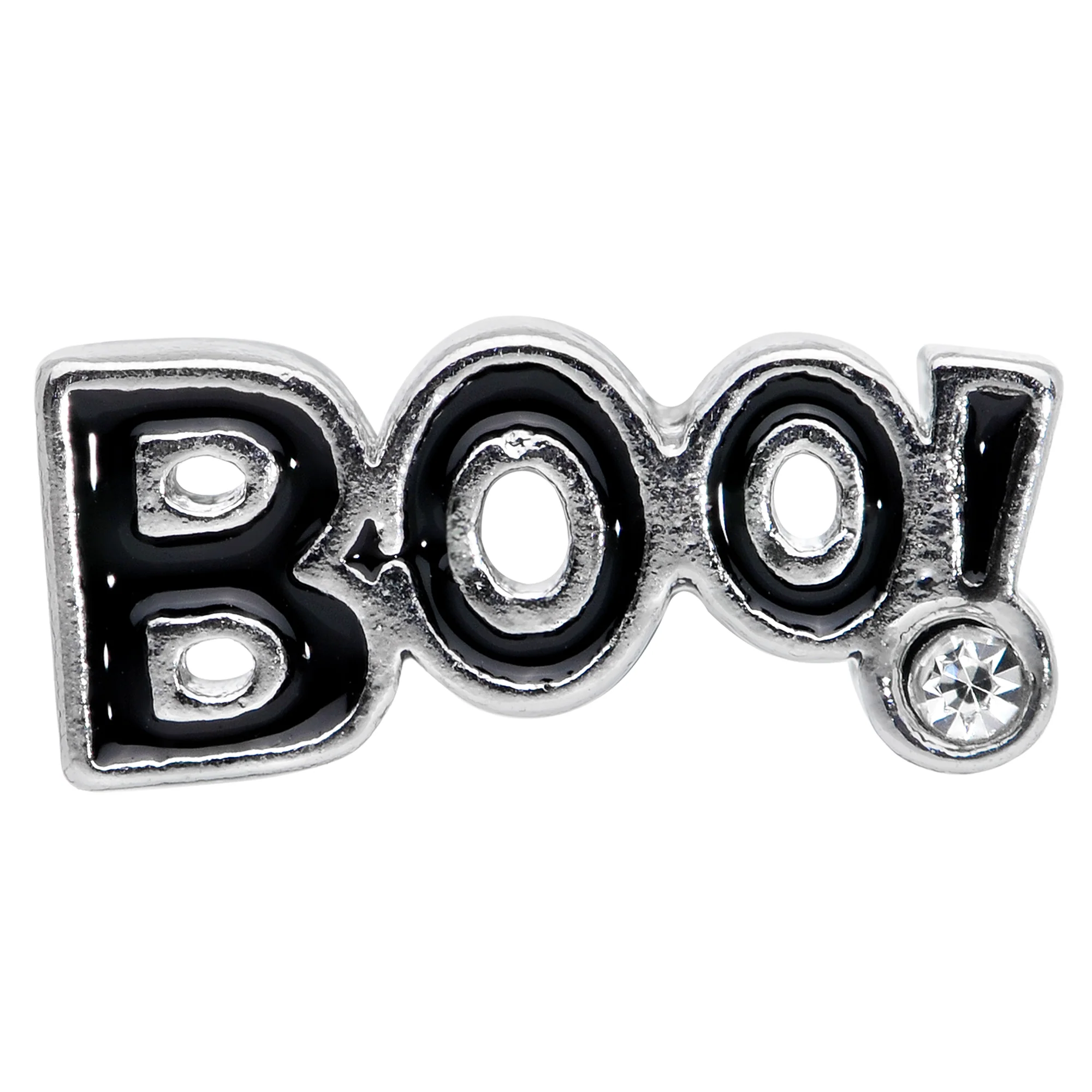 16G 1/4 Clear Gem Black Boo Halloween Cartilage Tragus Earring - Image 2