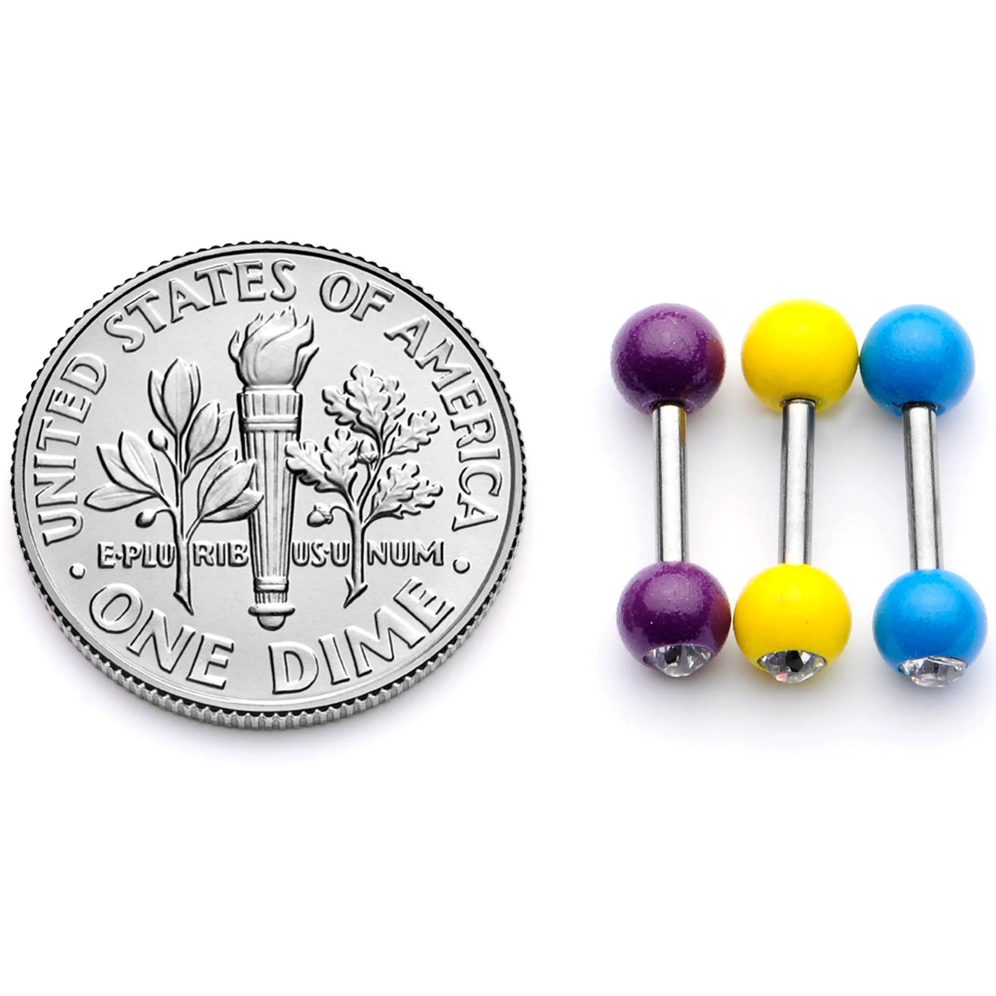 16G 1/4" Clear Gem Color Glow Straight Barbell Cartilage Set - Image 6