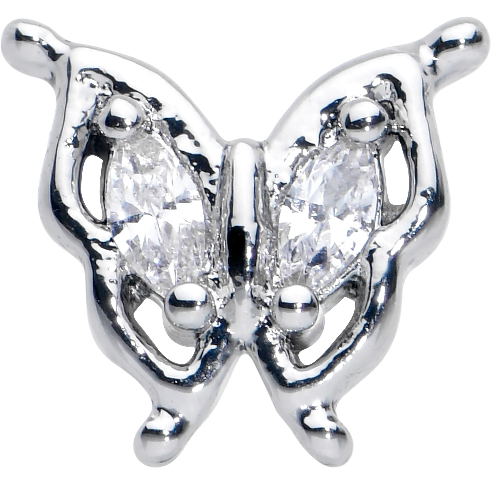 16G 1/4 Clear Gem Fancy Fab Butterfly Cartilage Tragus Earring - Image 2