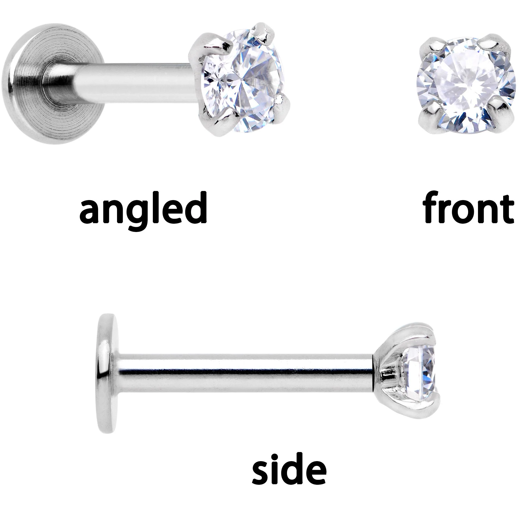16G 1/4 Clear Gem Gold Tone Flower Cartilage Tragus Set of 3 - Image 5