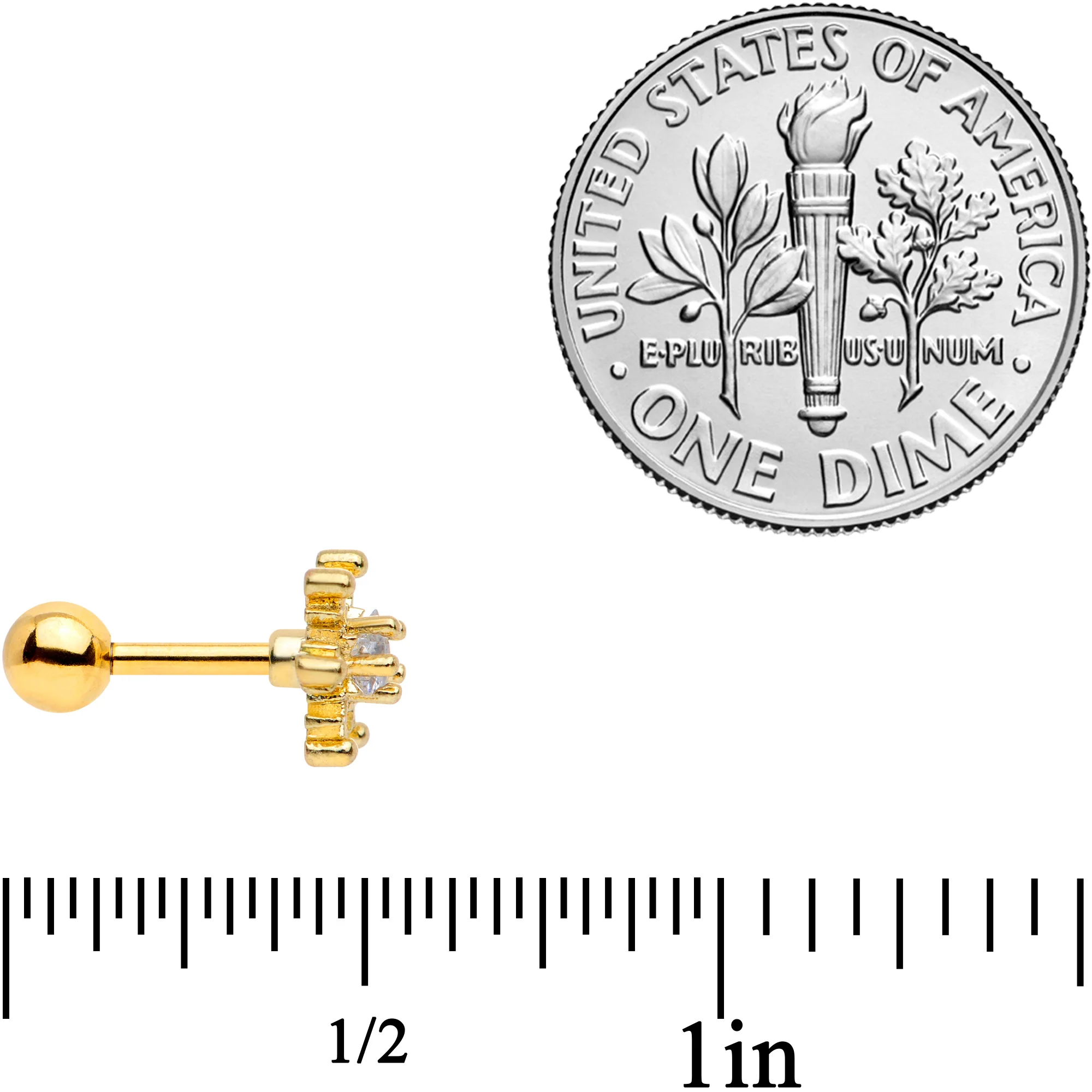 16G 1/4 Clear Gem Gold Tone Winter Snowflake Cartilage Tragus - Image 7