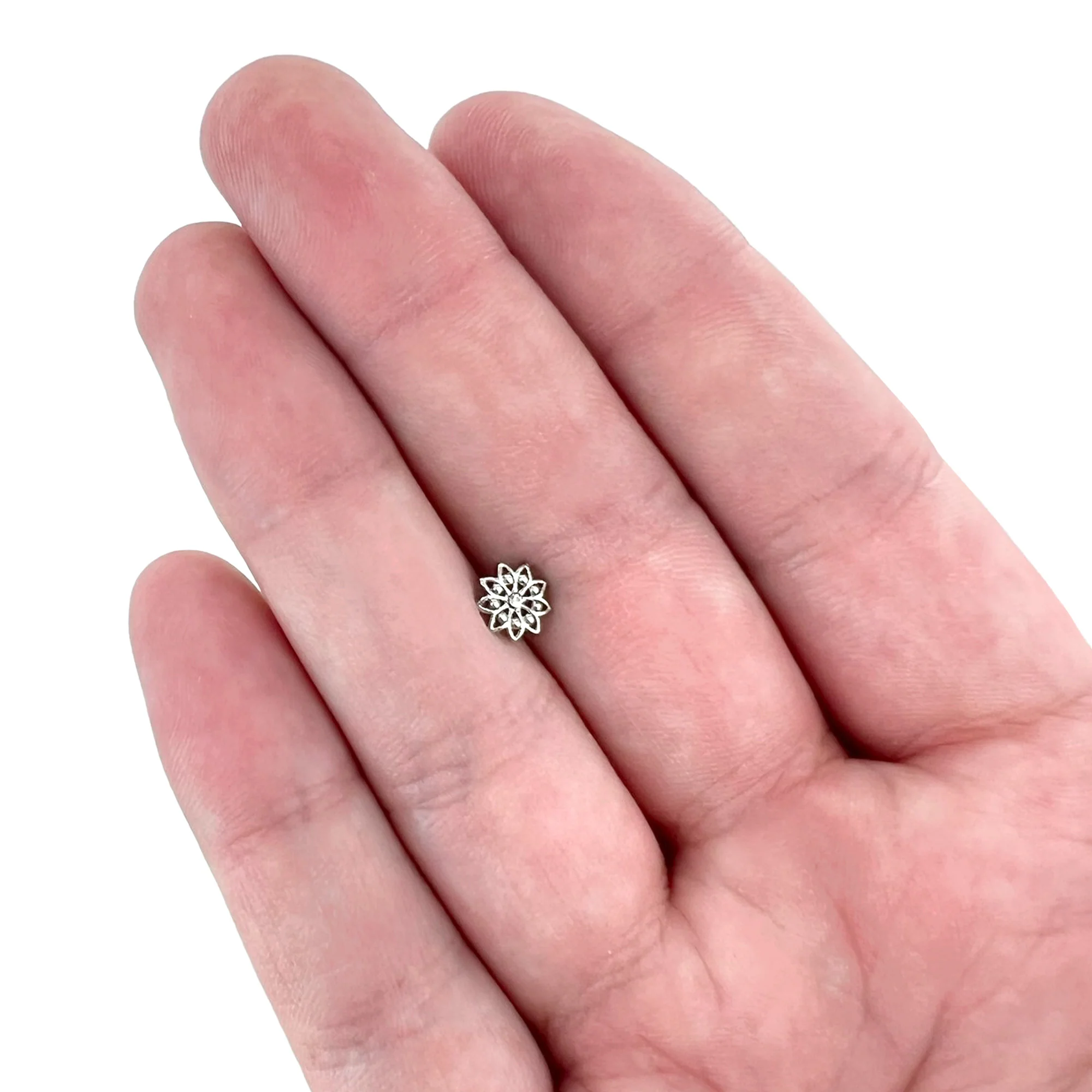 16G 1/4 Clear Gem Starry Flower Cartilage Tragus Earring - Image 8