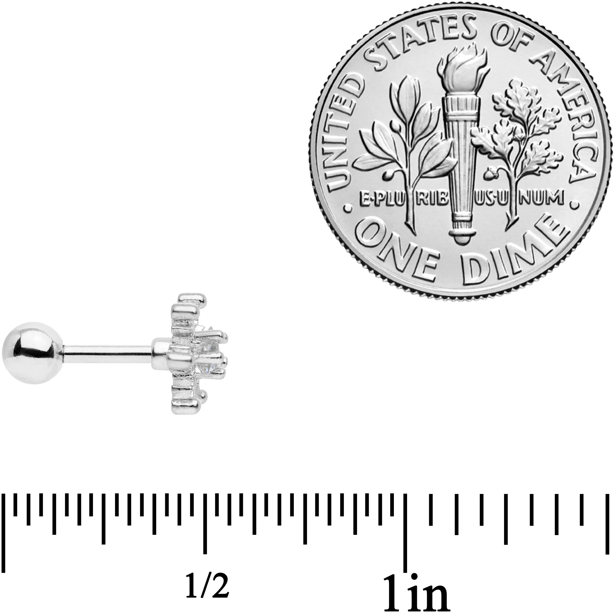 16G 1/4 Clear Gem Winter Snowflake Cartilage Tragus - Image 8