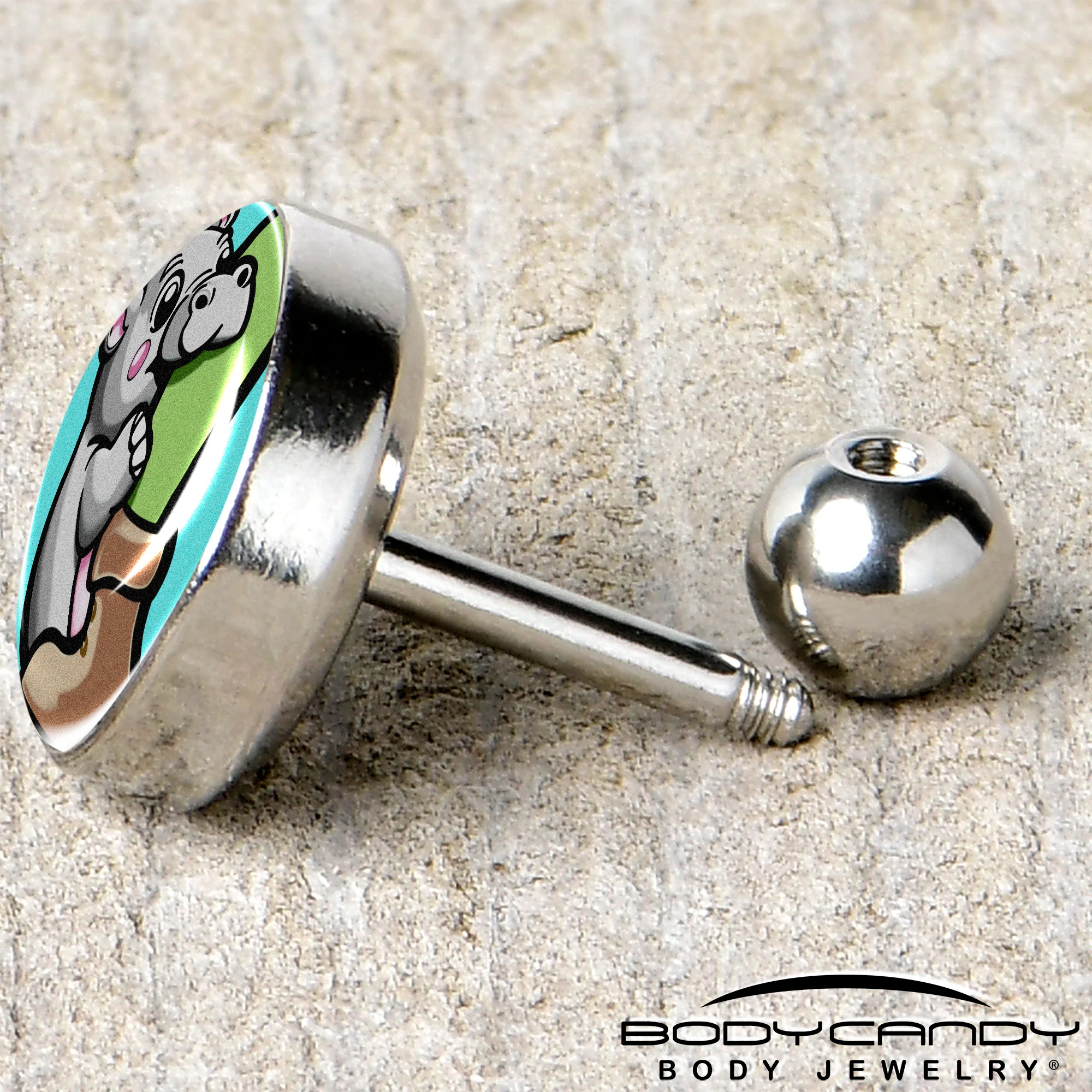 16G 1/4 Cute Biting Baby Hippo Cartilage Tragus Earring - Image 5