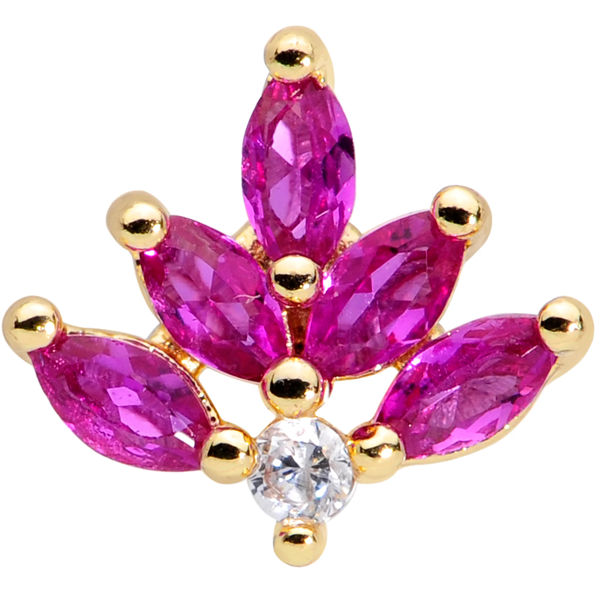 16G 1/4 Dark Red Gem Gold Tone Autumn Leaves Cartilage Tragus - Image 2