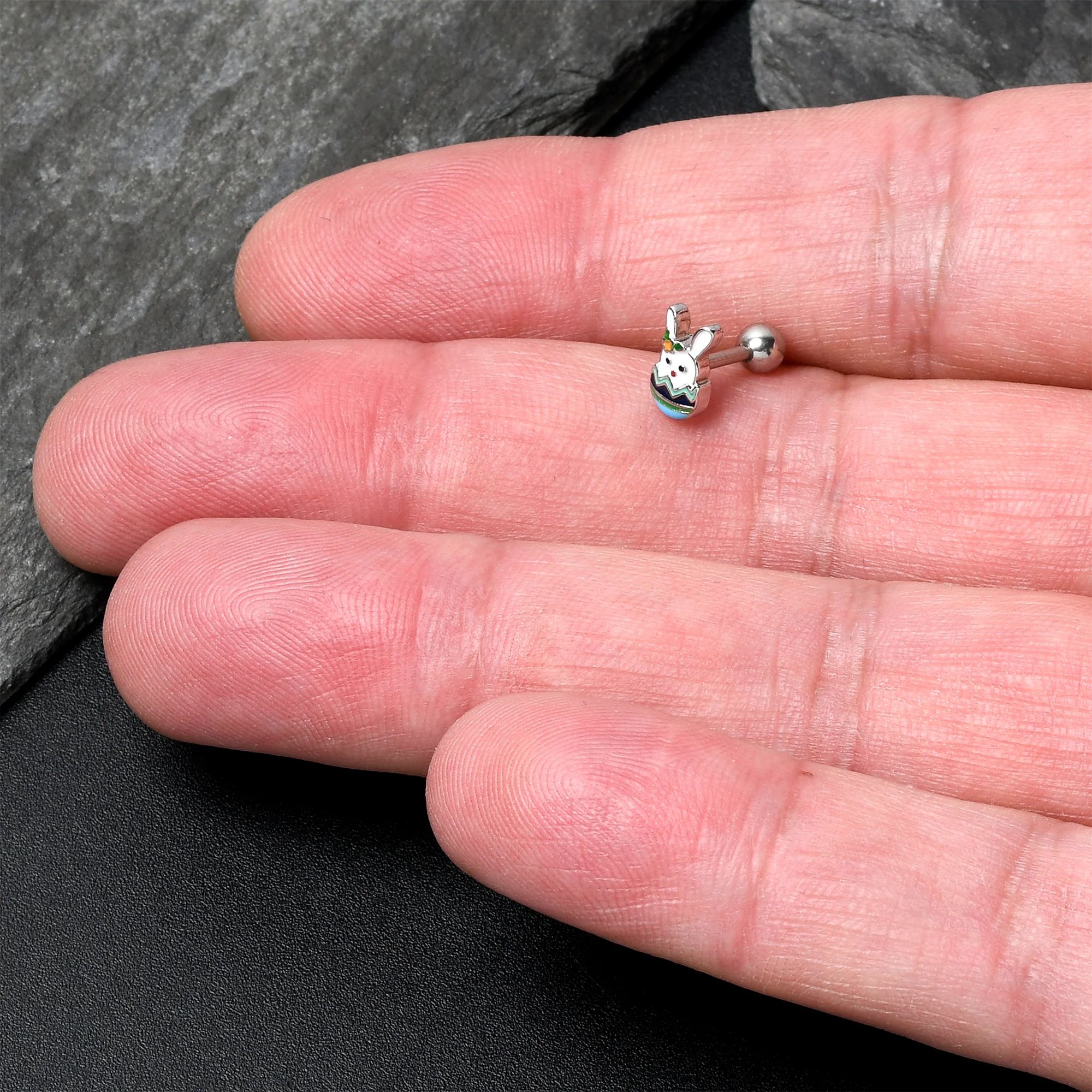 16G 1/4 Easter Egg Bunny Cartilage Tragus Earring - Image 3