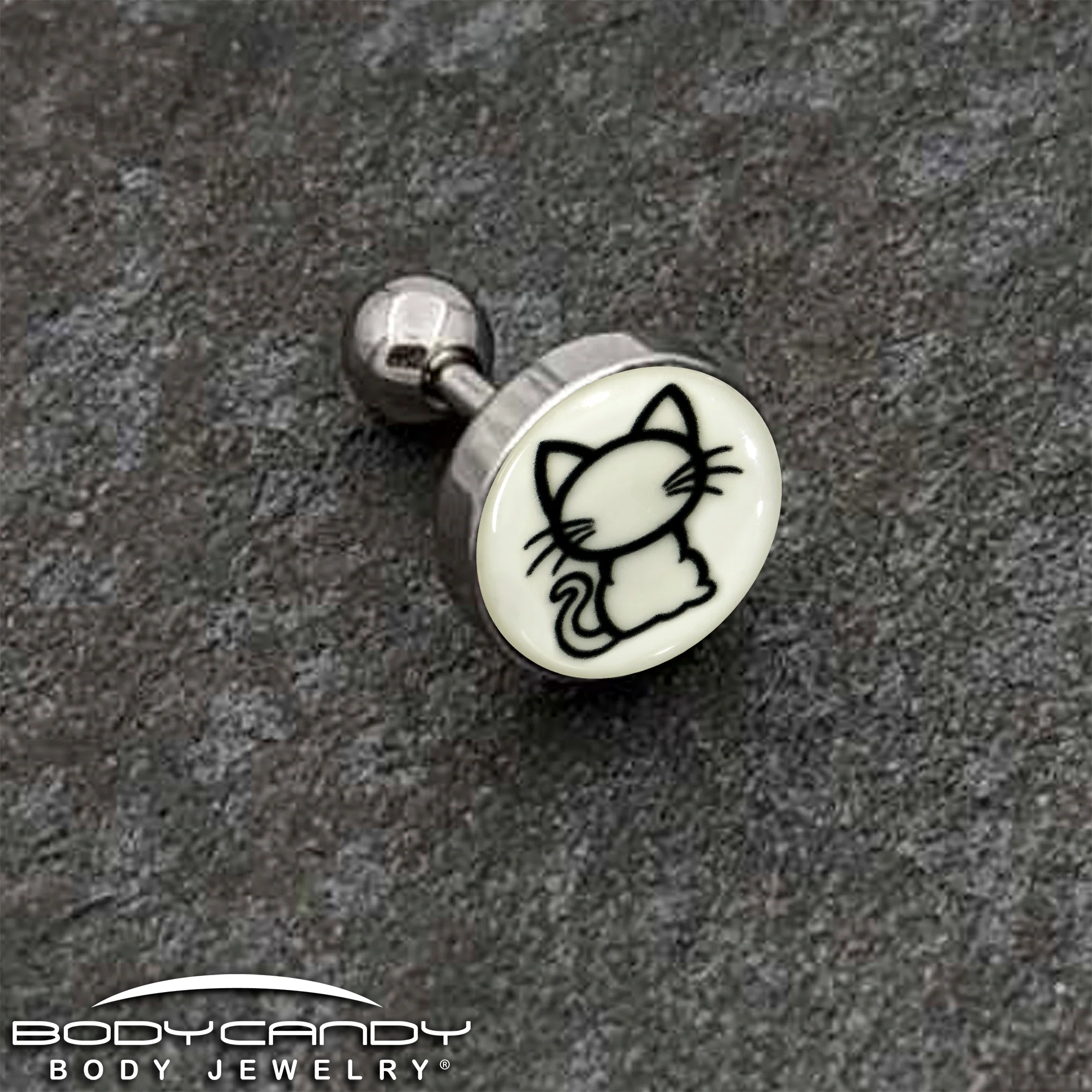 16G 1/4 Glow in the Dark Kitty Cat Tragus Cartilage Earring by Onyx O - Image 5