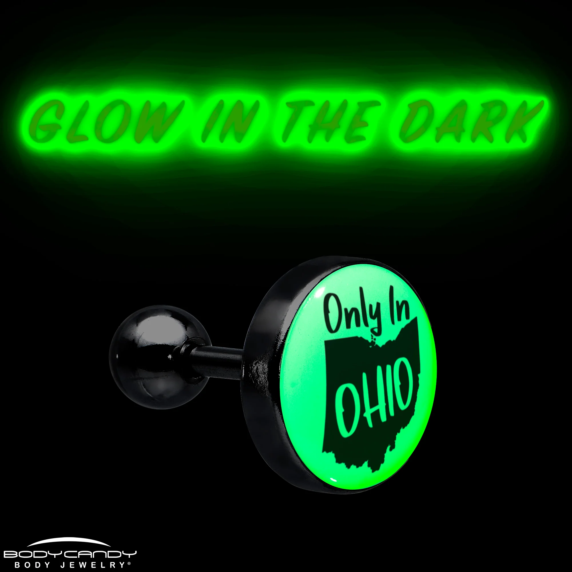 16G 1/4 Glow in the Dark Only in Ohio Tragus Cartilage Earring by Onyx O - Image 8