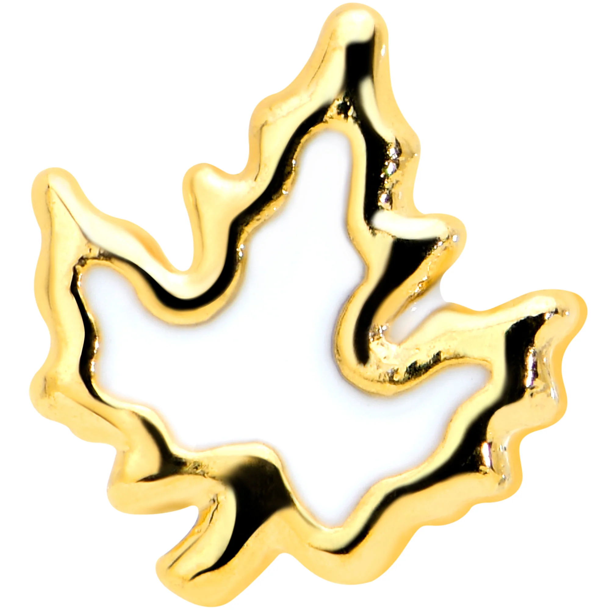 16G 1/4 Gold Tone Fall White Maple Leaf Cartilage Tragus Earring - Image 2