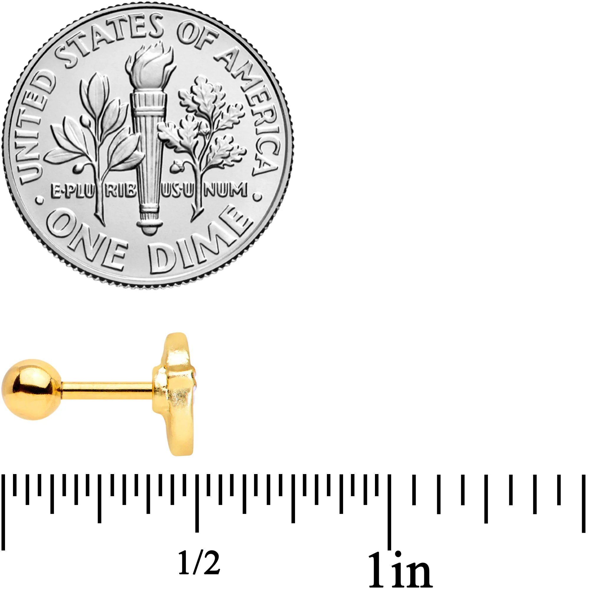 16G 1/4 Gold Tone Santa Claus Christmas Cartilage Tragus Earring - Image 6