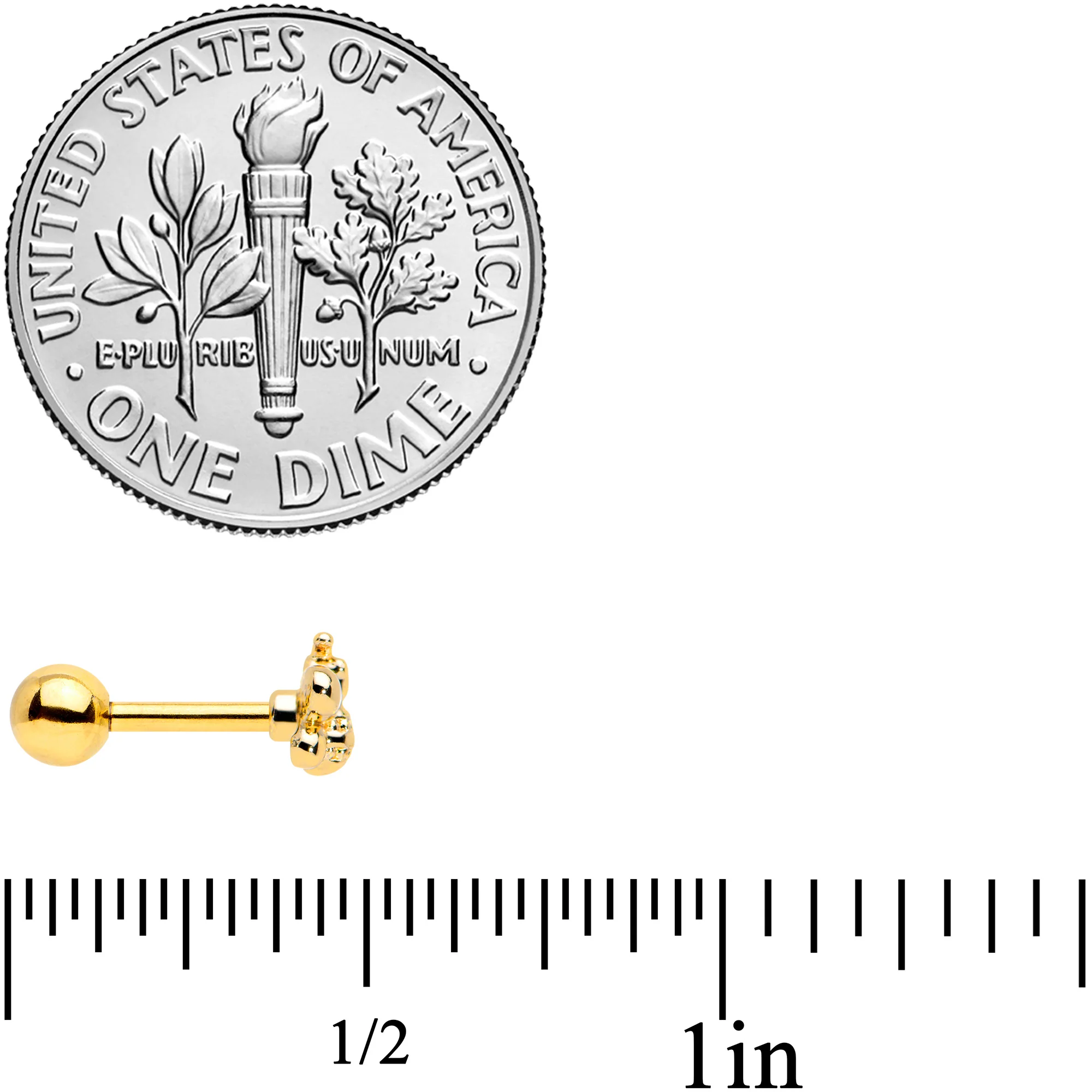 16G 1/4 Gold Tone Simply Stylish Bee Cartilage Tragus Earring - Image 4