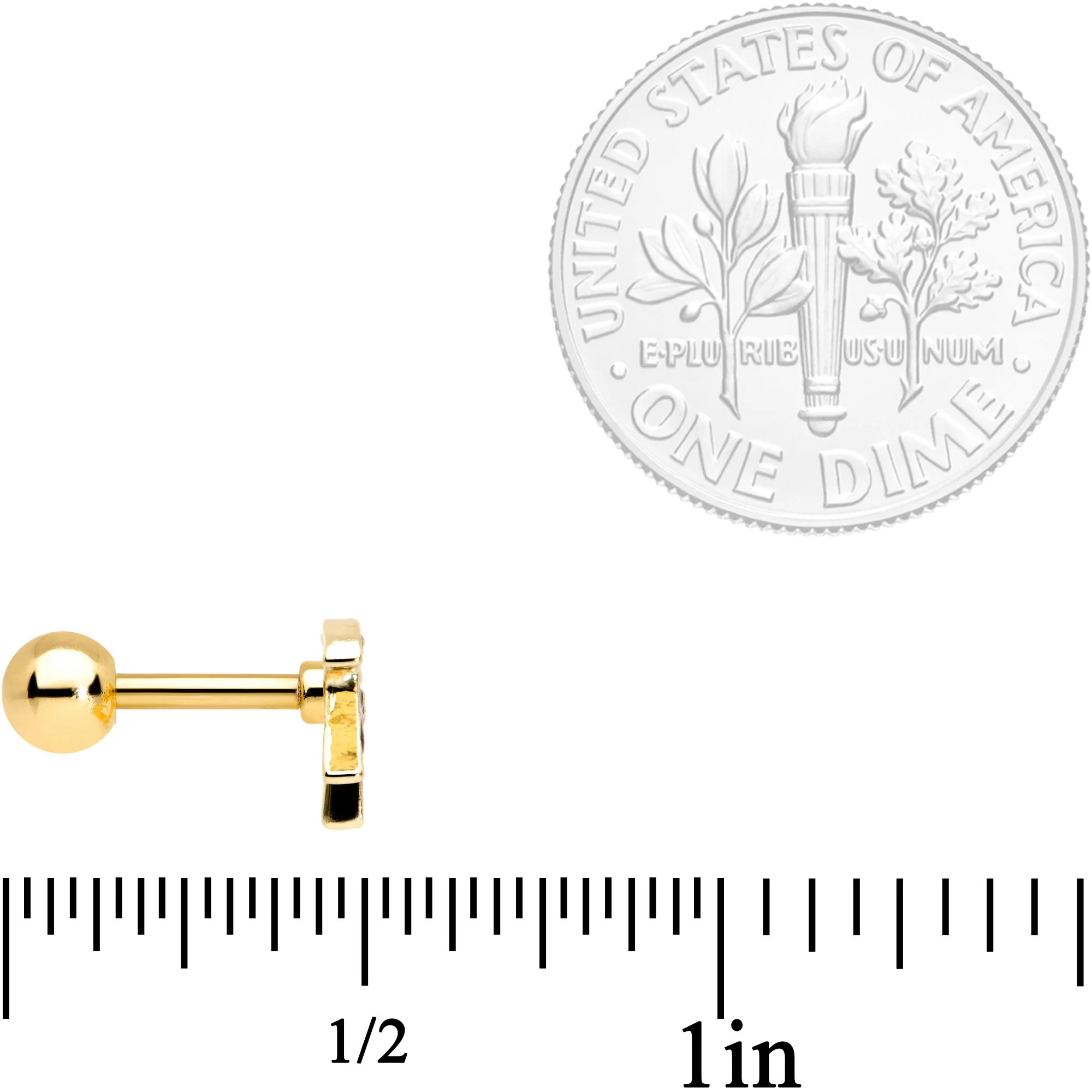 16G 1/4 Gold Tone Swallow Tattoo Black Bird Cartilage Tragus - Image 4