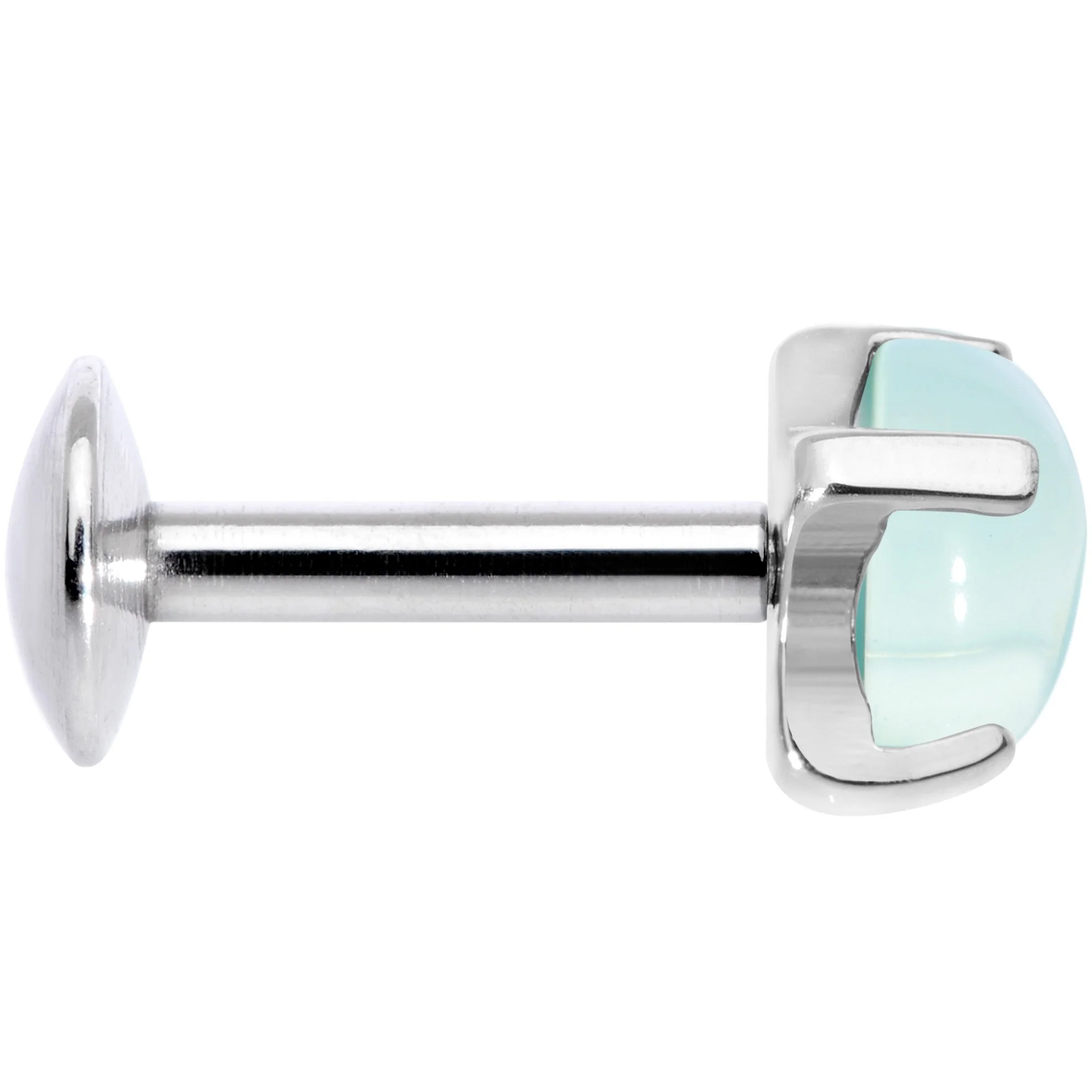 16G 1/4 Green Jade Internally Threaded Labret Monroe Tragus - Image 3
