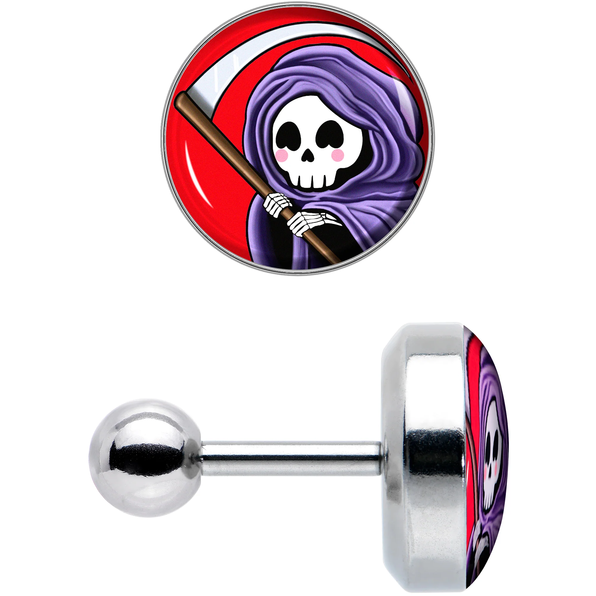 16G 1/4 Grim Reaper Cartilage Tragus Earring by Onyx O - Image 2