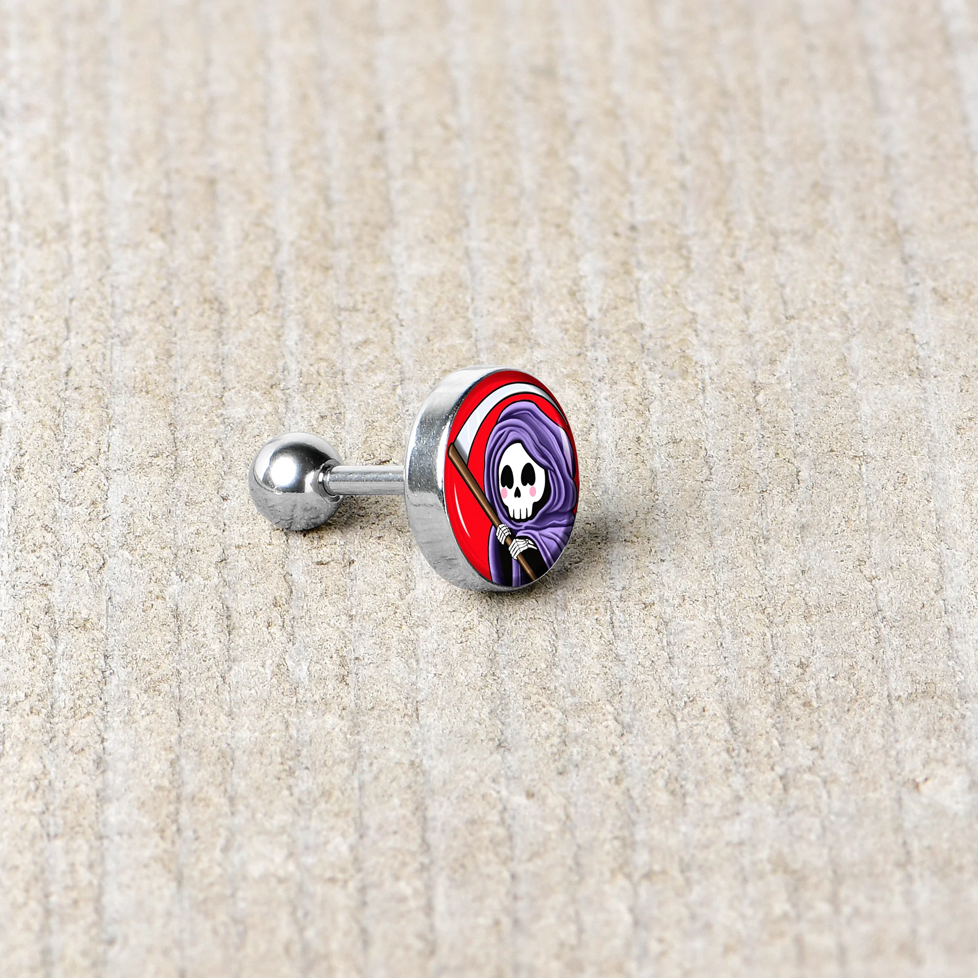 16G 1/4 Grim Reaper Cartilage Tragus Earring by Onyx O - Image 6