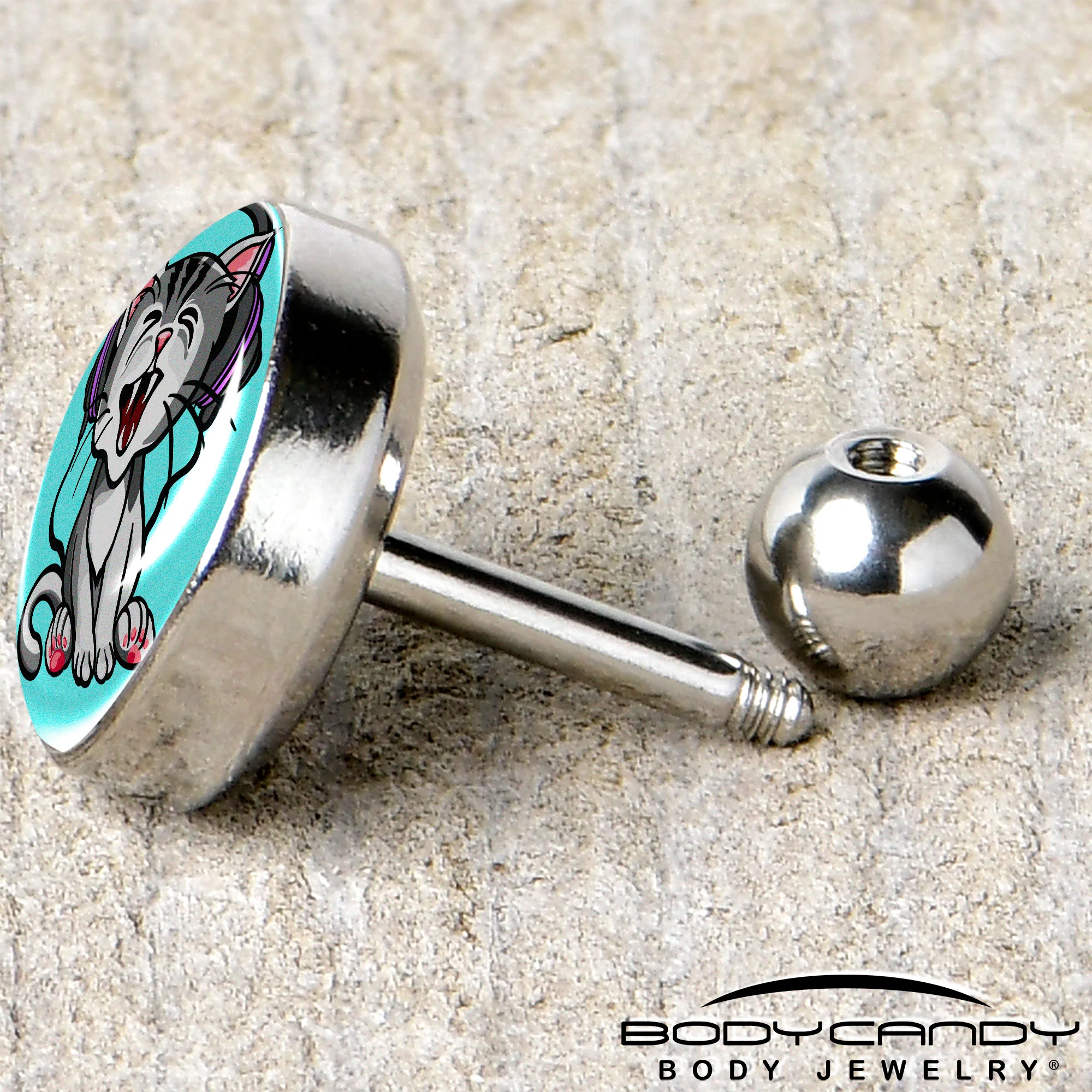 16G 1/4 Heavy Metal Kitty Cat Tragus Cartilage Earring by Onyx O - Image 5