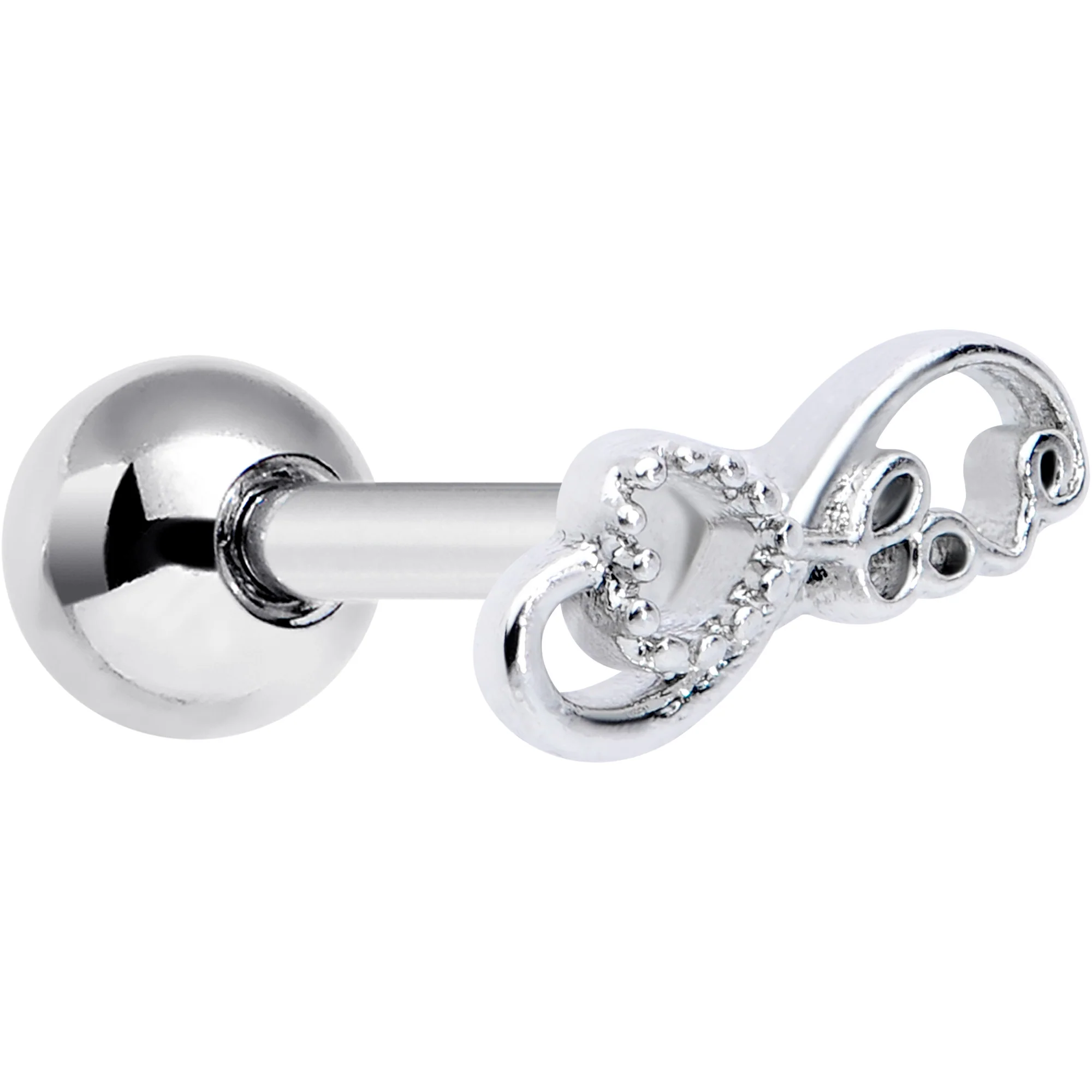 16G 1/4 Infinity Heart Valentines Day Cartilage Tragus Earring