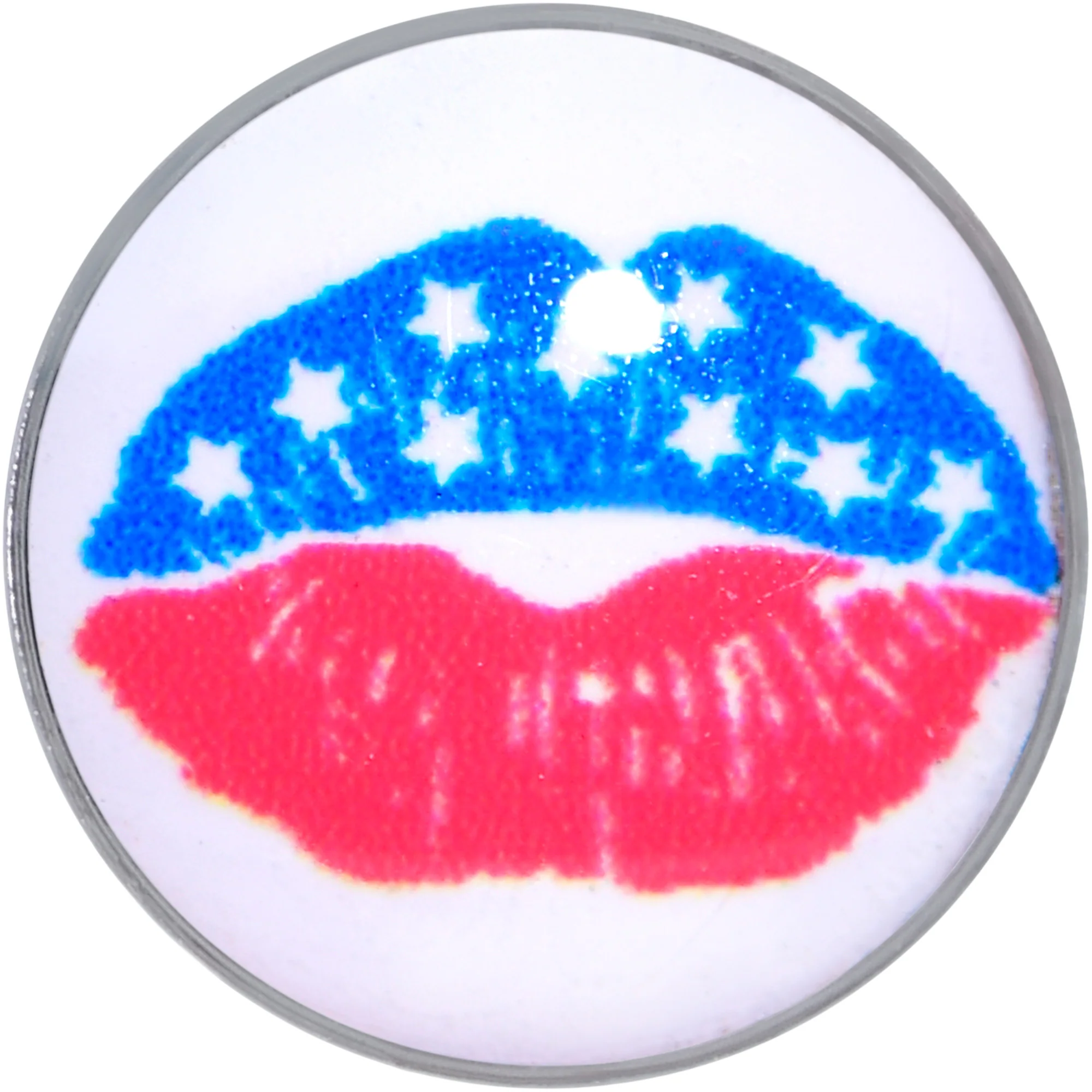 16G 1/4 Inlay Patriotic Kissy Lips Cartilage Tragus Earring - Image 2