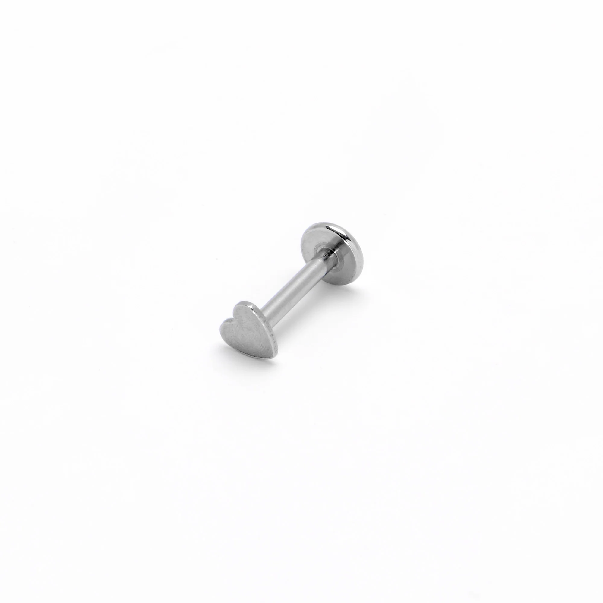 16G 1/4 Internally Threaded Simple Style Heart Labret Tragus - Image 6