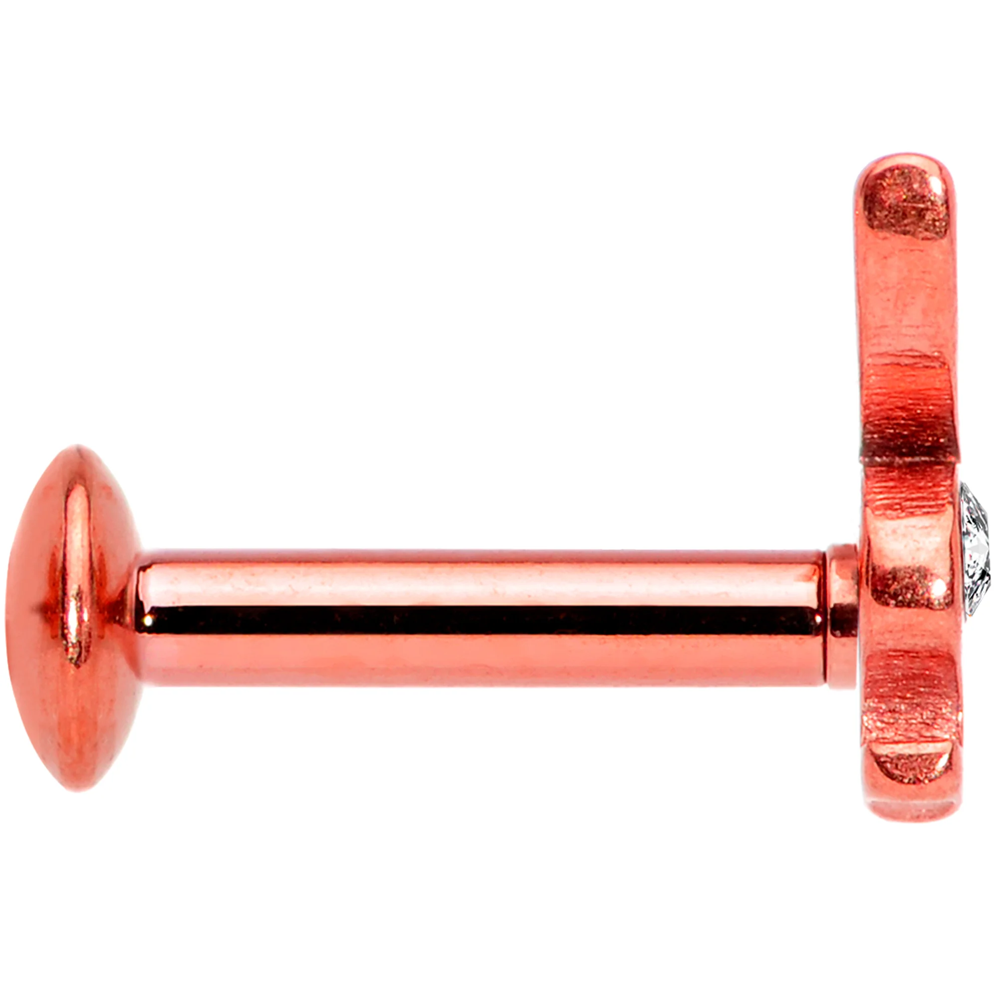 16G 1/4 Licensed Playboy CZ Rose Gold Hue Internal Thread Labret - Image 3