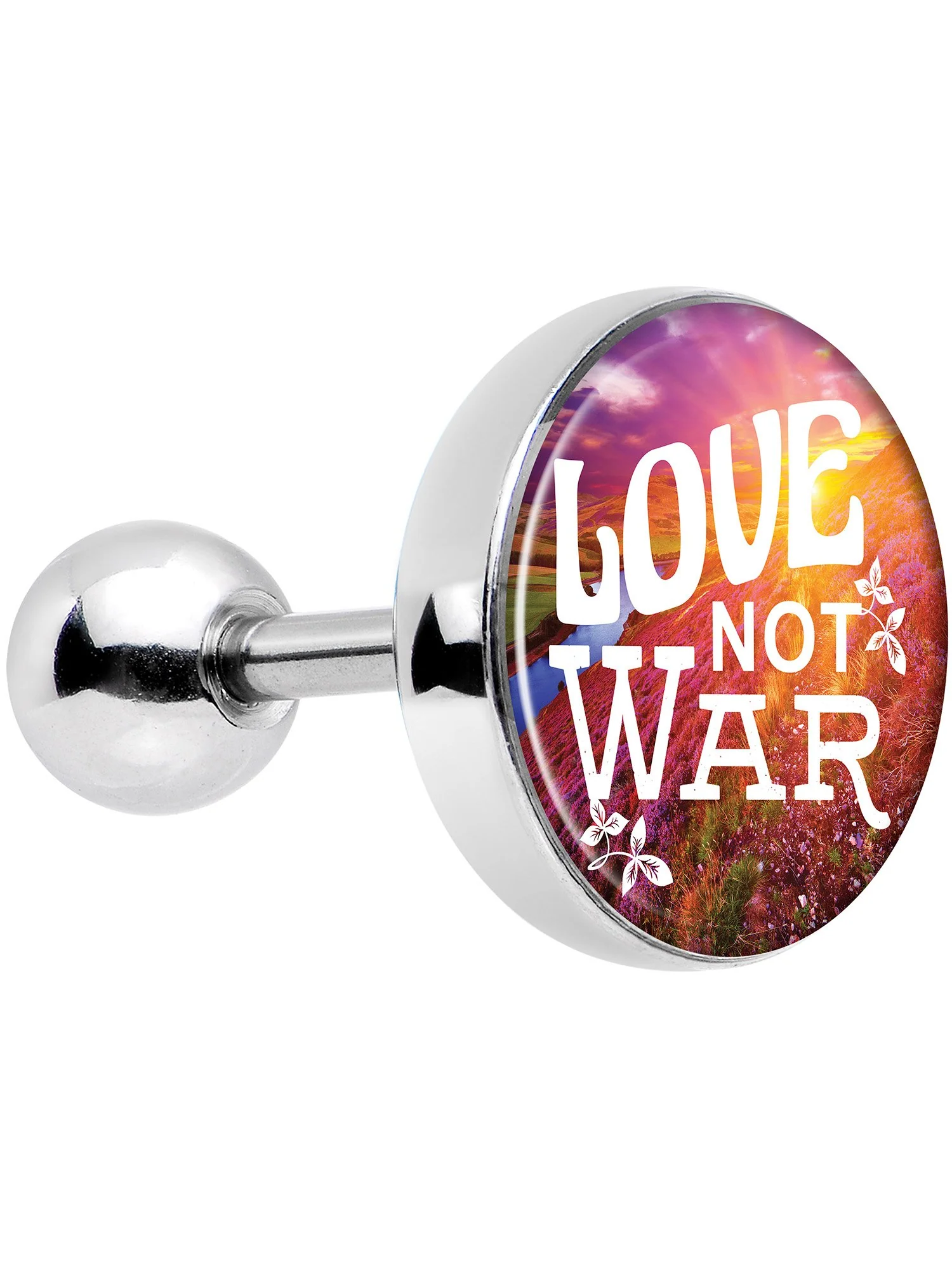 16G 1/4 Love Not War Tragus Cartilage Earring - Image 4