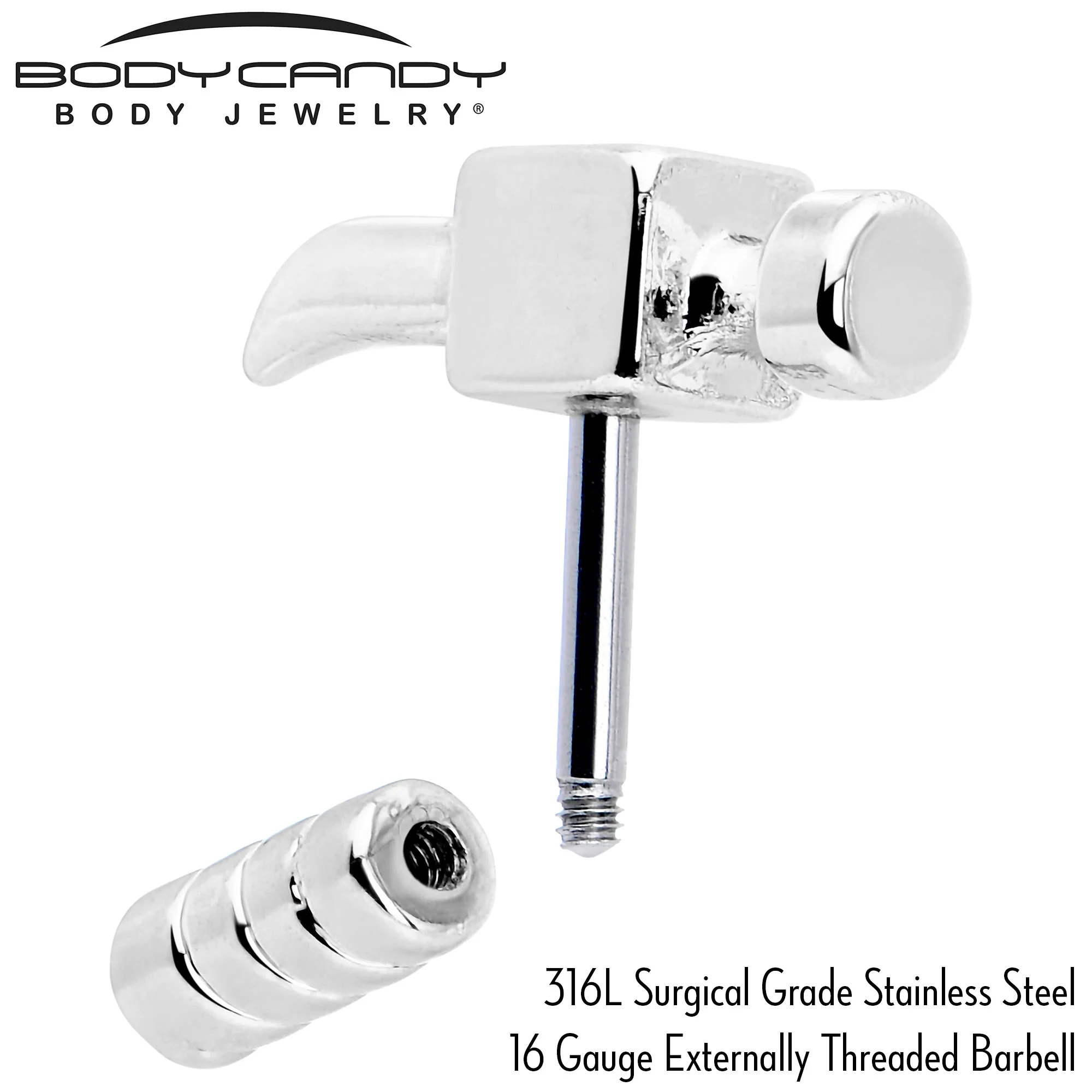 16G 1/4 Optical Illusion Hammer Cartilage Tragus Earring - Image 4