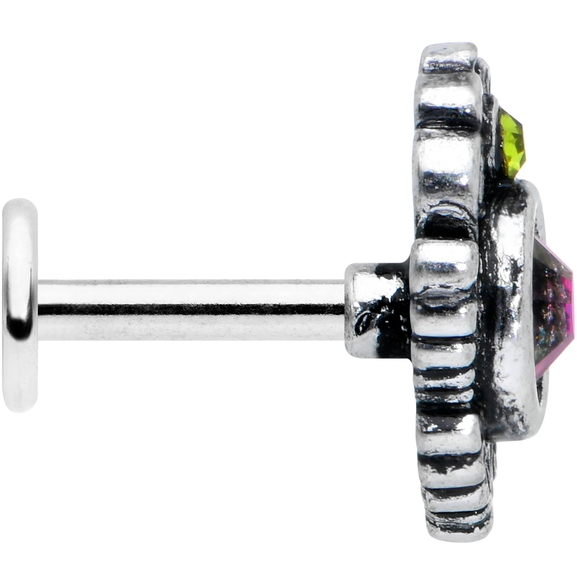 16G 1/4 Orange Green Tourmaline Fire Labret Monroe Tragus - Image 3