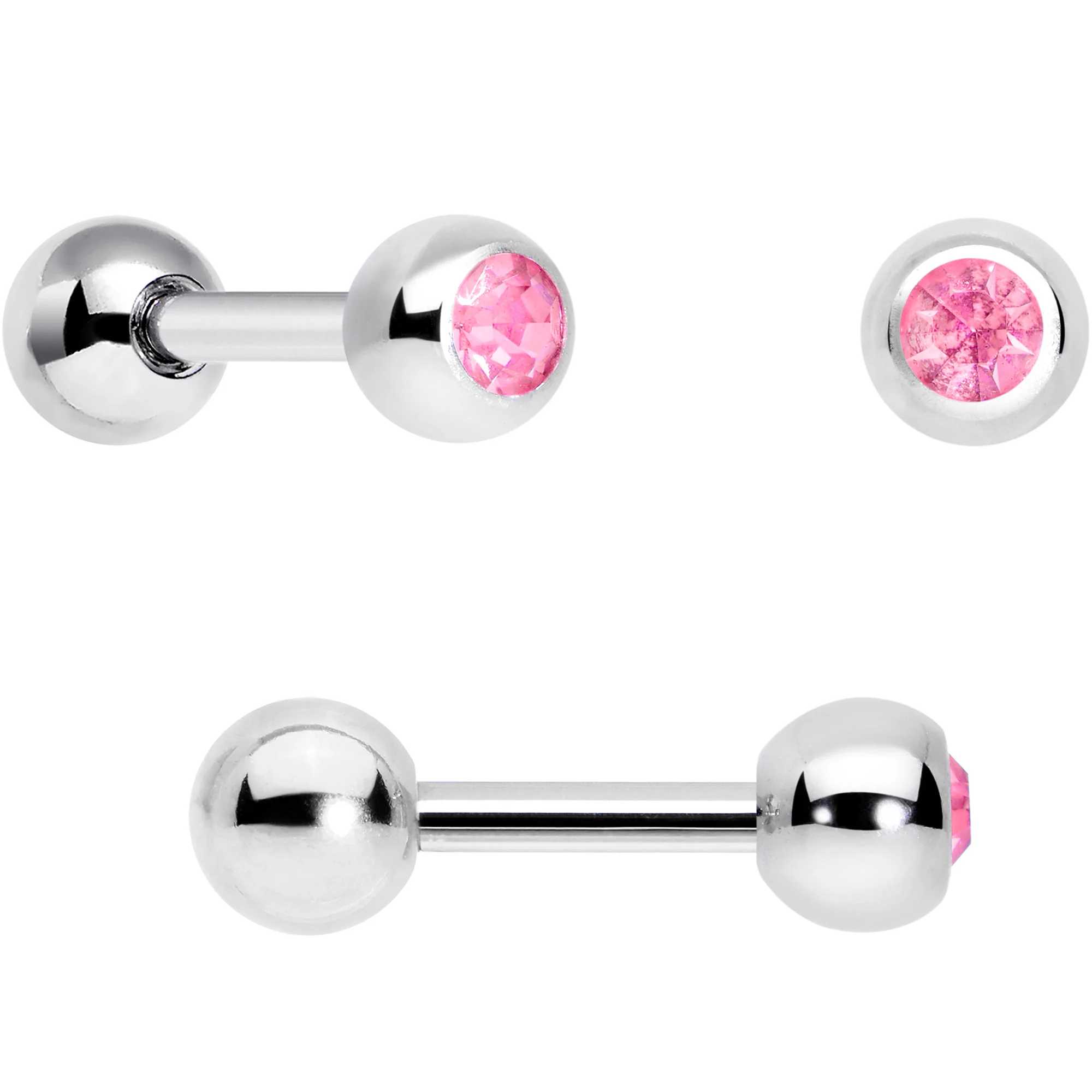 16G 1/4 Pink Aurora Gem Flower Cartilage Tragus Earring Set of 3 - Image 3