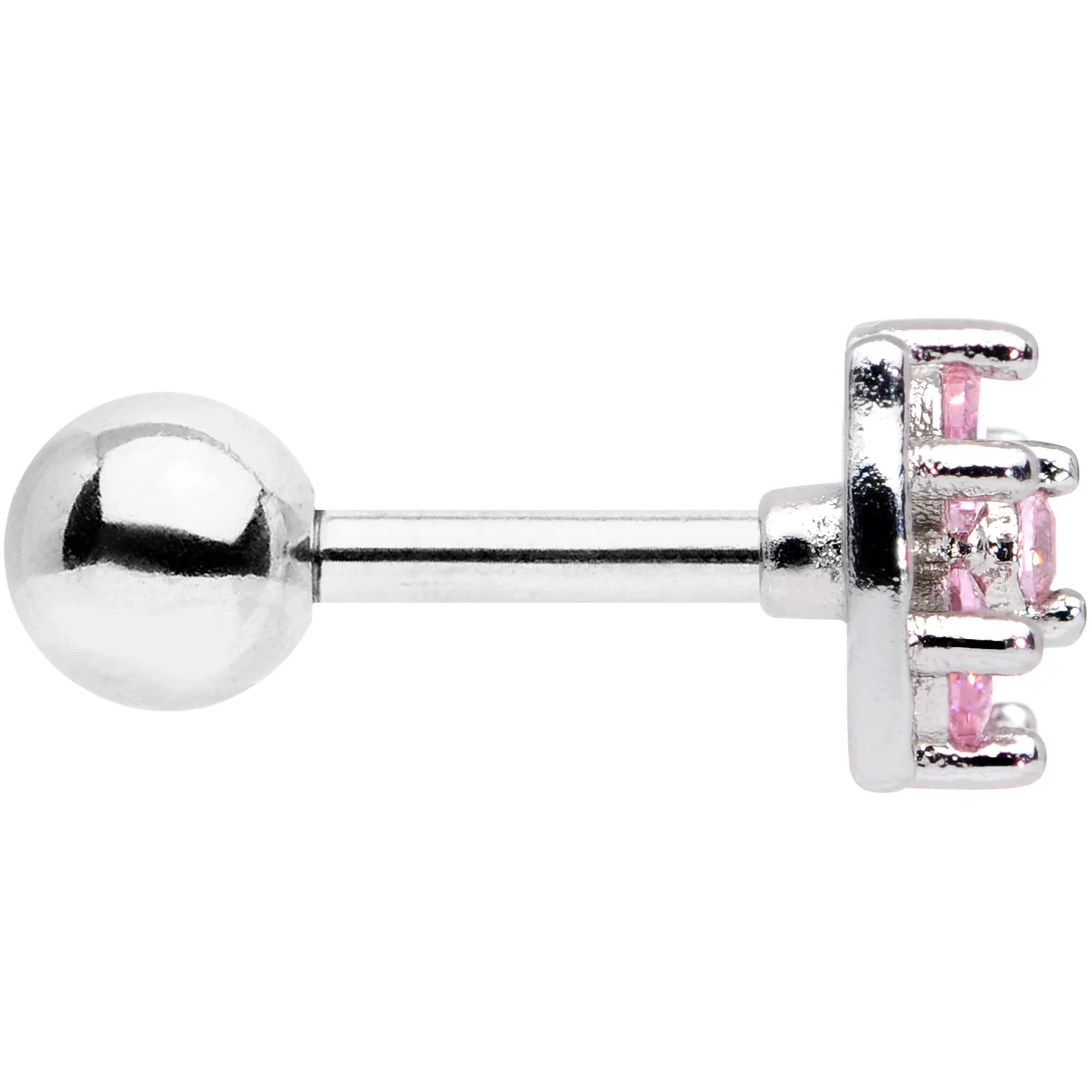16G 1/4 Pink CZ Gem Beauty Bow Cartilage Tragus Earring - Image 3