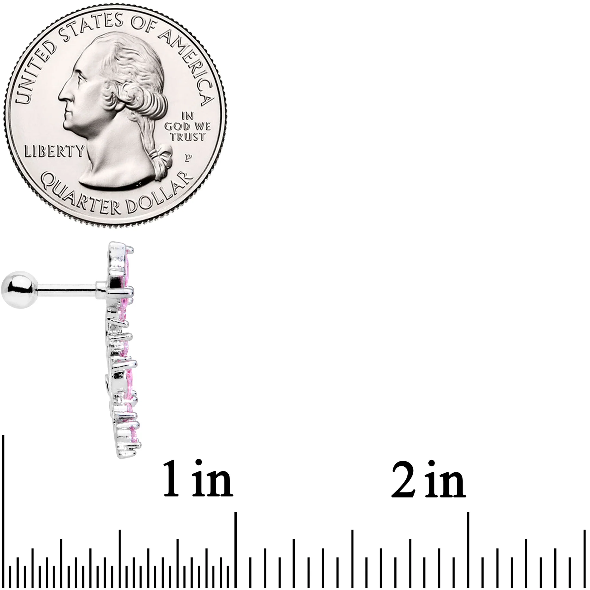 16G 1/4 Pink CZ Gem Butterflies Left Ear Cartilage Tragus - Image 4