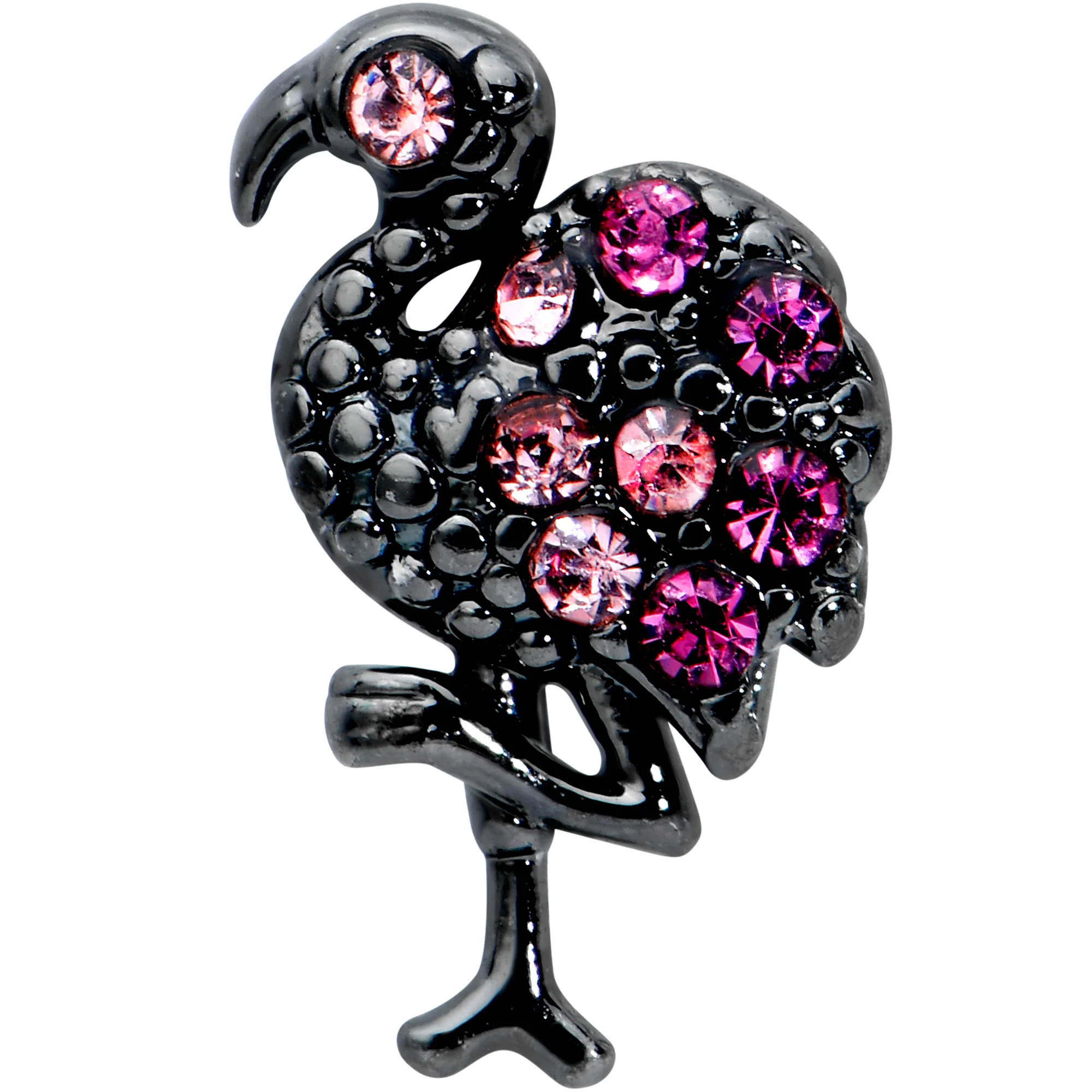 16G 1/4 Pink Gem Black Fashion Flamingo Cartilage Tragus Earring - Image 2