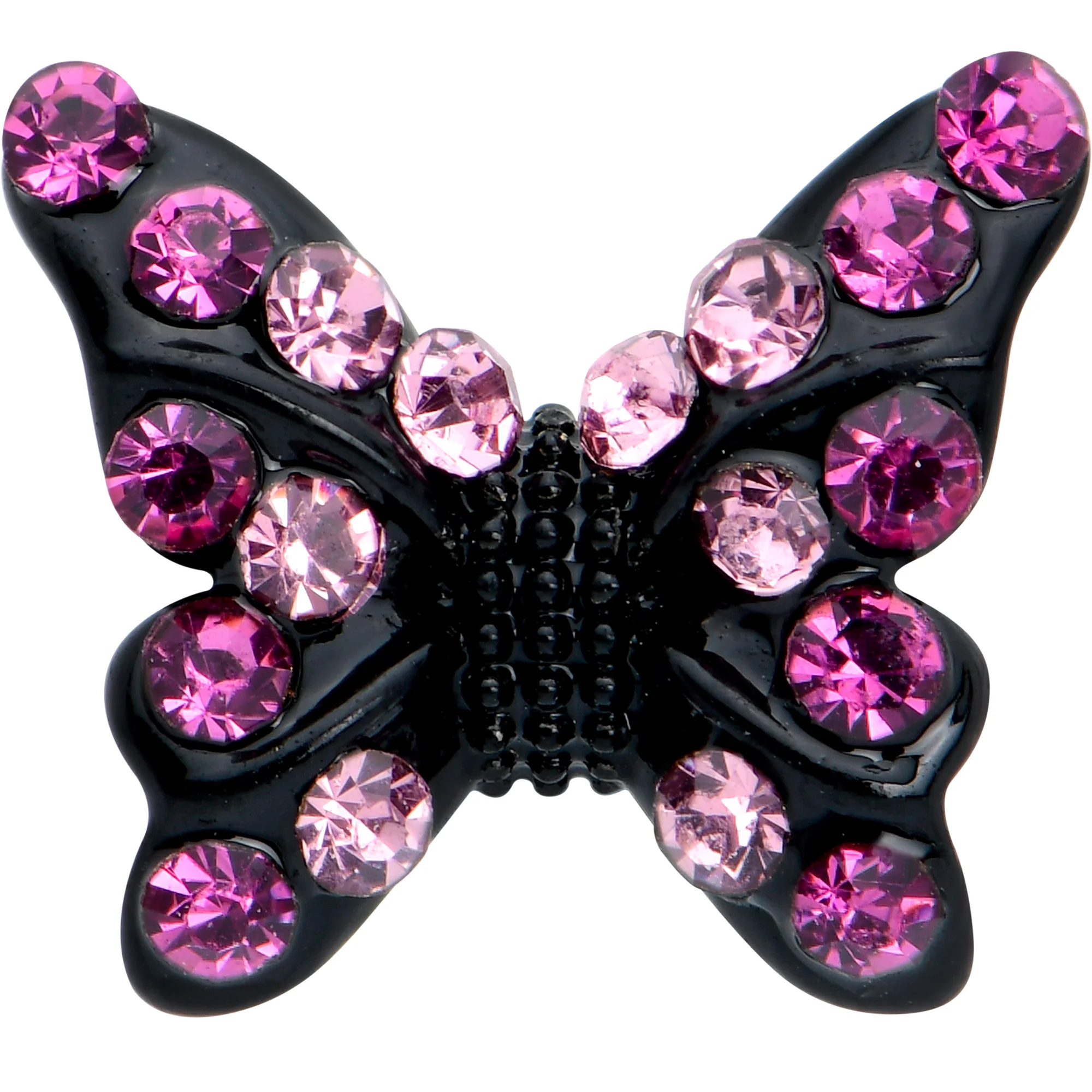 16G 1/4 Pink Gem Black Midnight Butterfly Labret - Image 2