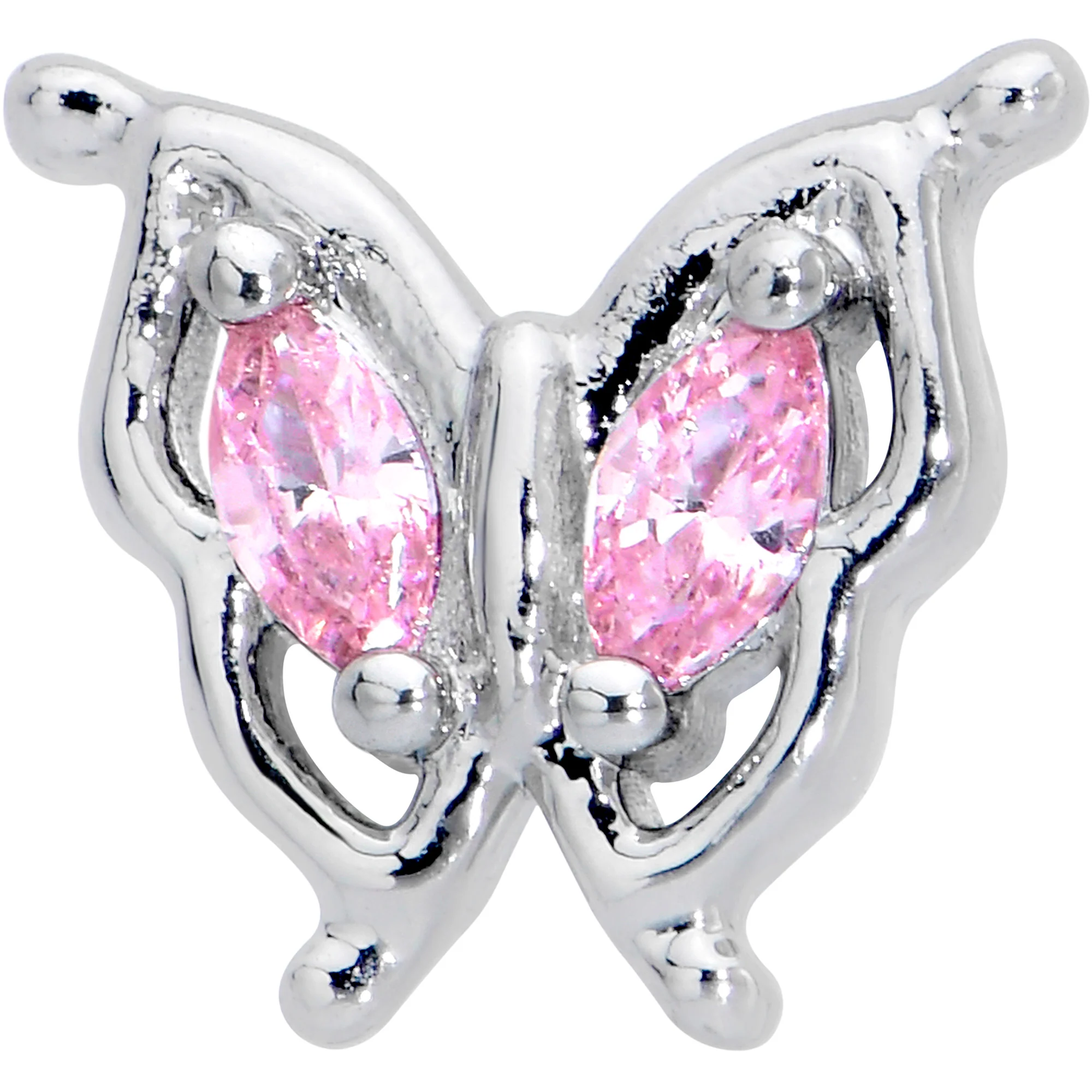 16G 1/4 Pink Gem Fancy Fab Butterfly Cartilage Tragus Earring - Image 2