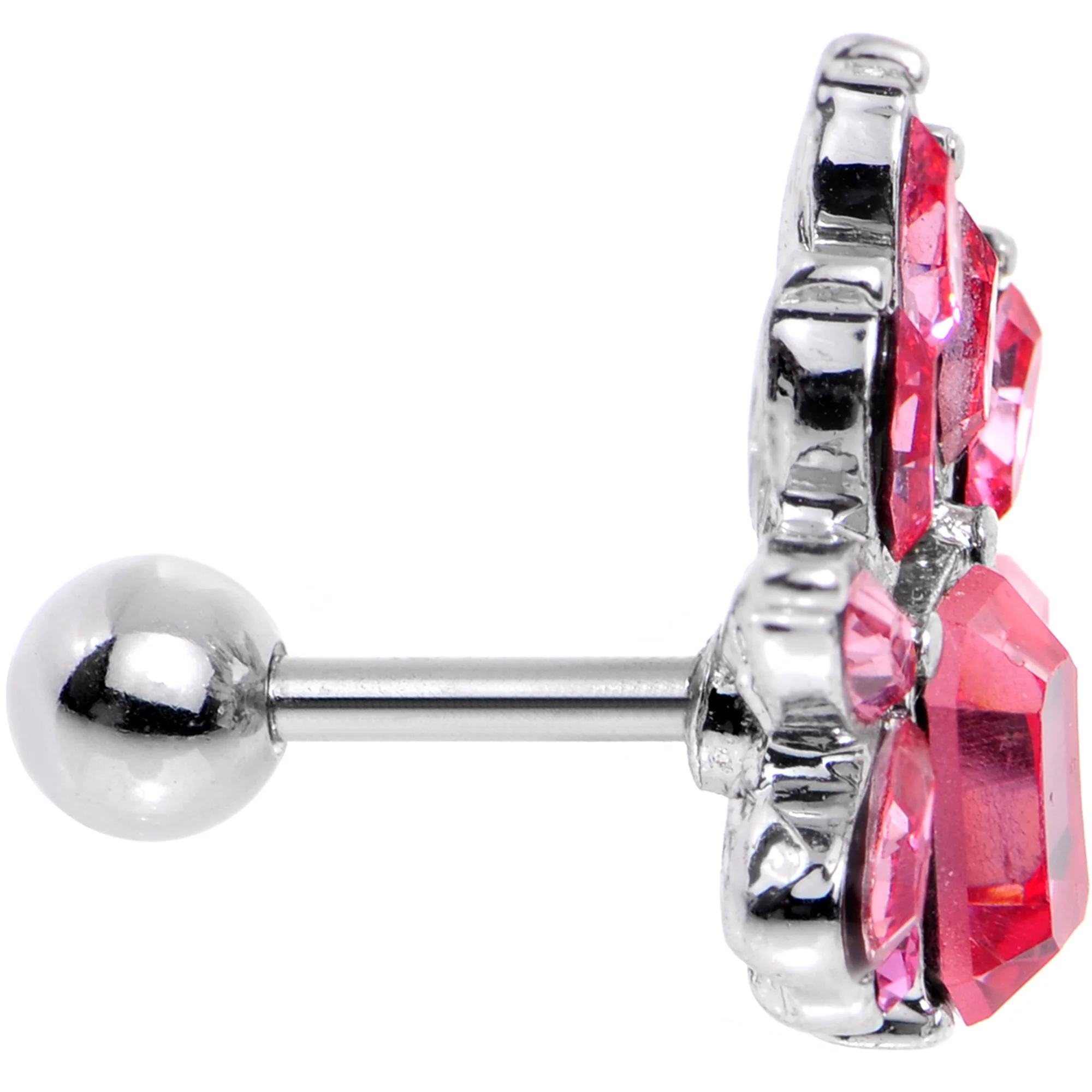 16G 1/4 Pink Gem Flower Tiara Amulet Cartilage Tragus Earring - Image 3