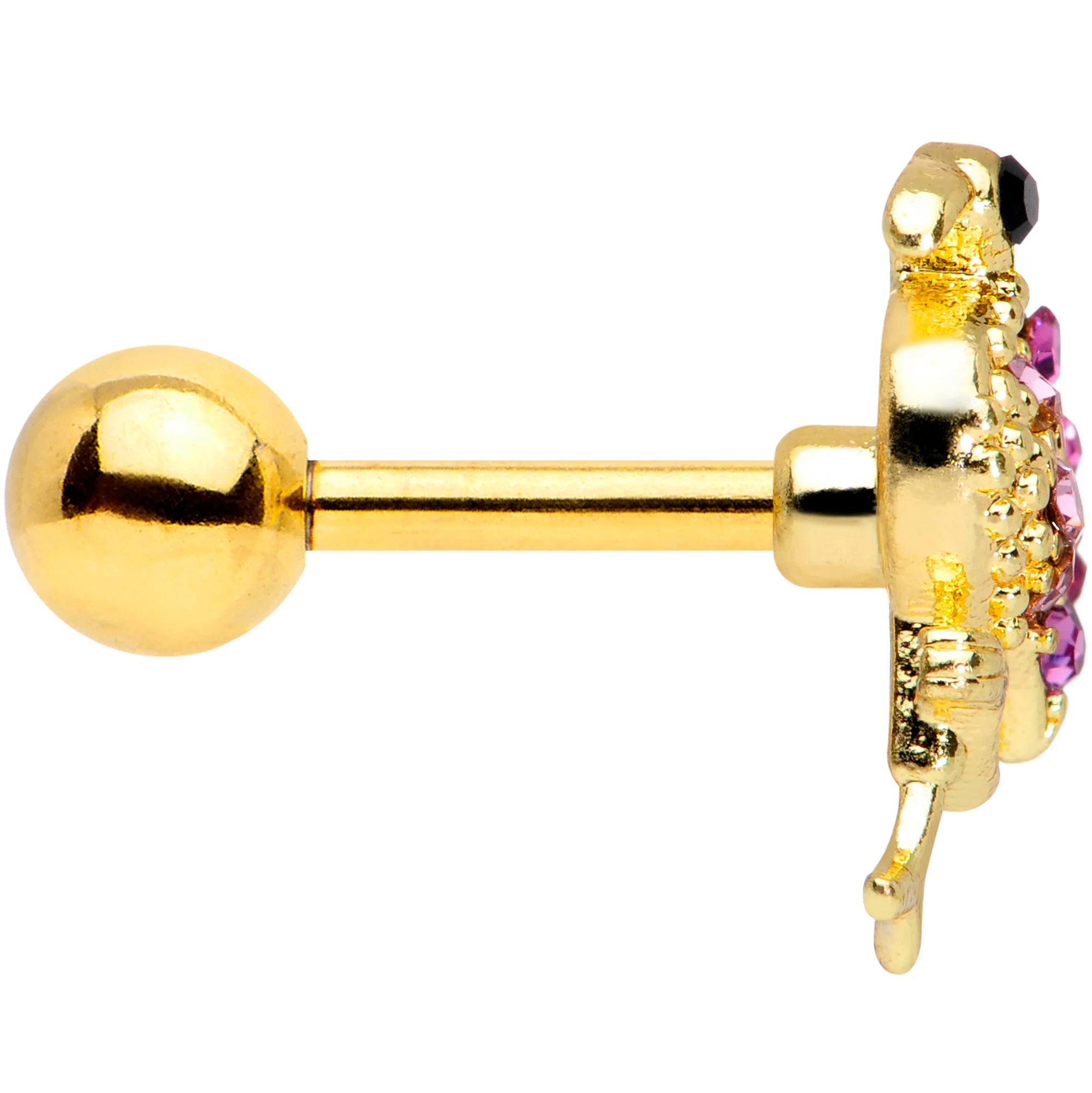 16G 1/4 Pink Gem Gold Tone Fashion Flamingo Cartilage Tragus - Image 3