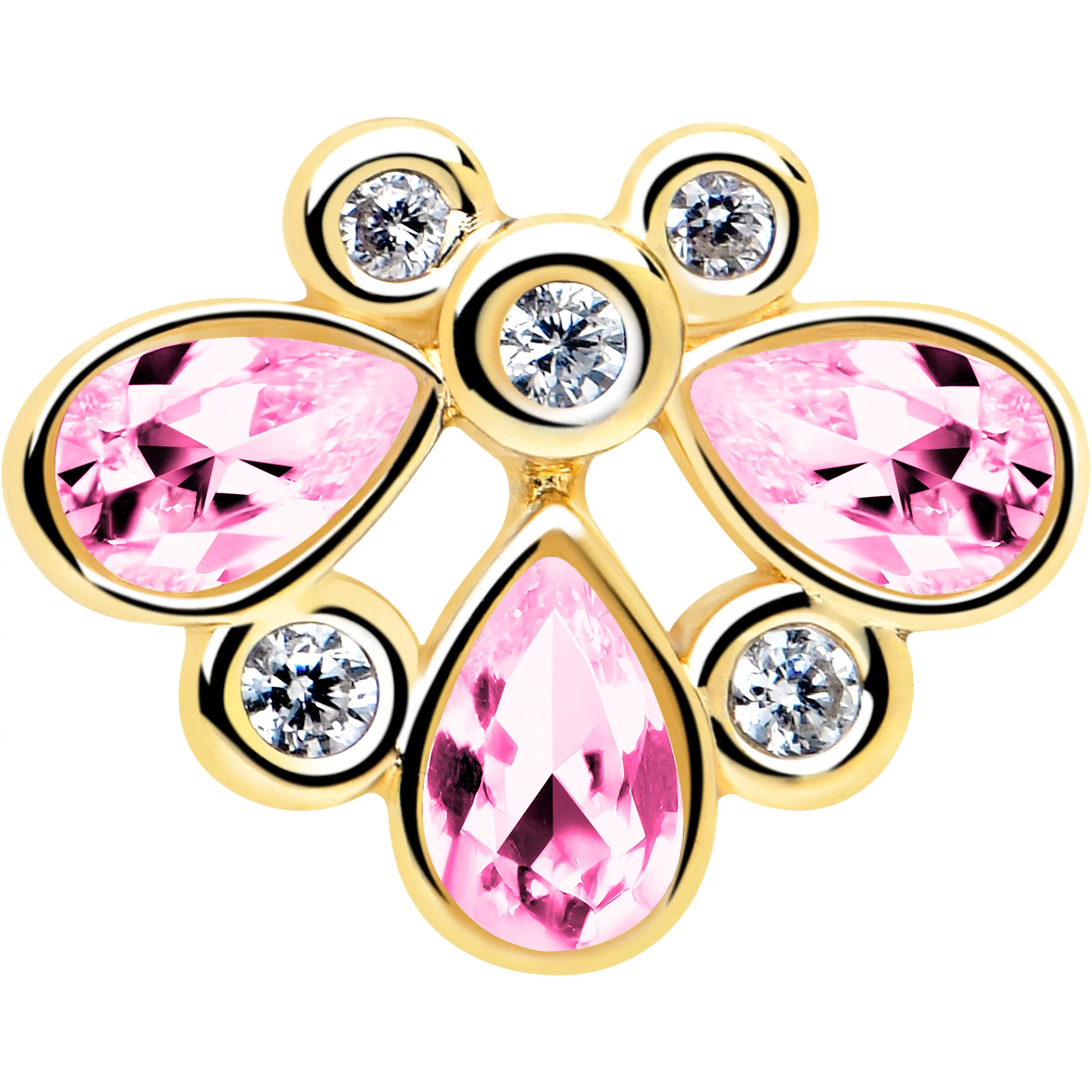 16G 1/4 Pink Gem Golden Crown Deluxe Cartilage Tragus Earring - Image 3