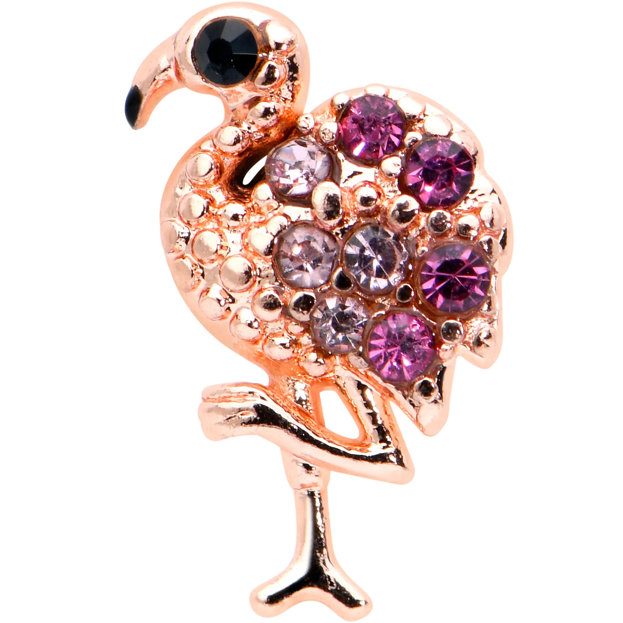 16G 1/4 Pink Gem Rose Gold Hue Fashion Flamingo Cartilage Tragus - Image 2
