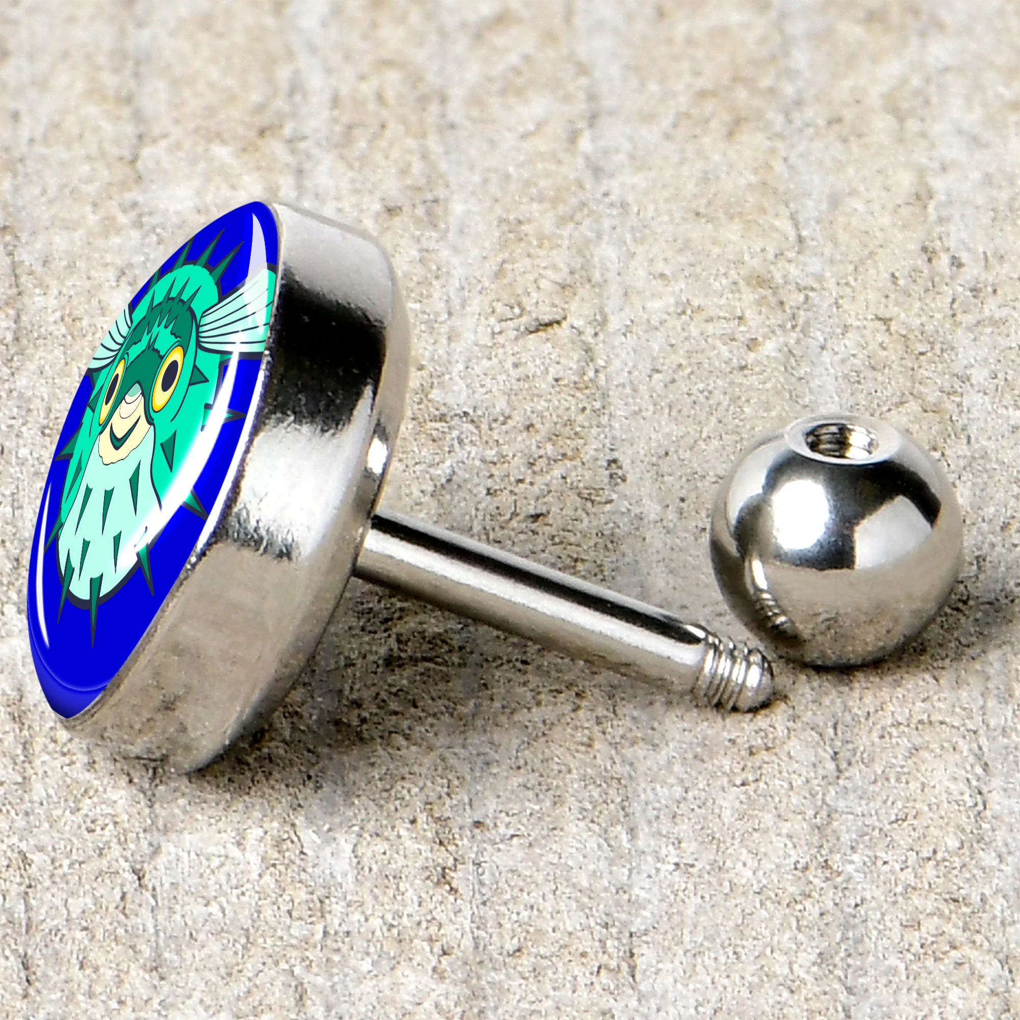 16G 1/4 Pufferfish Cartilage Tragus Earring by Onyx O - Image 5