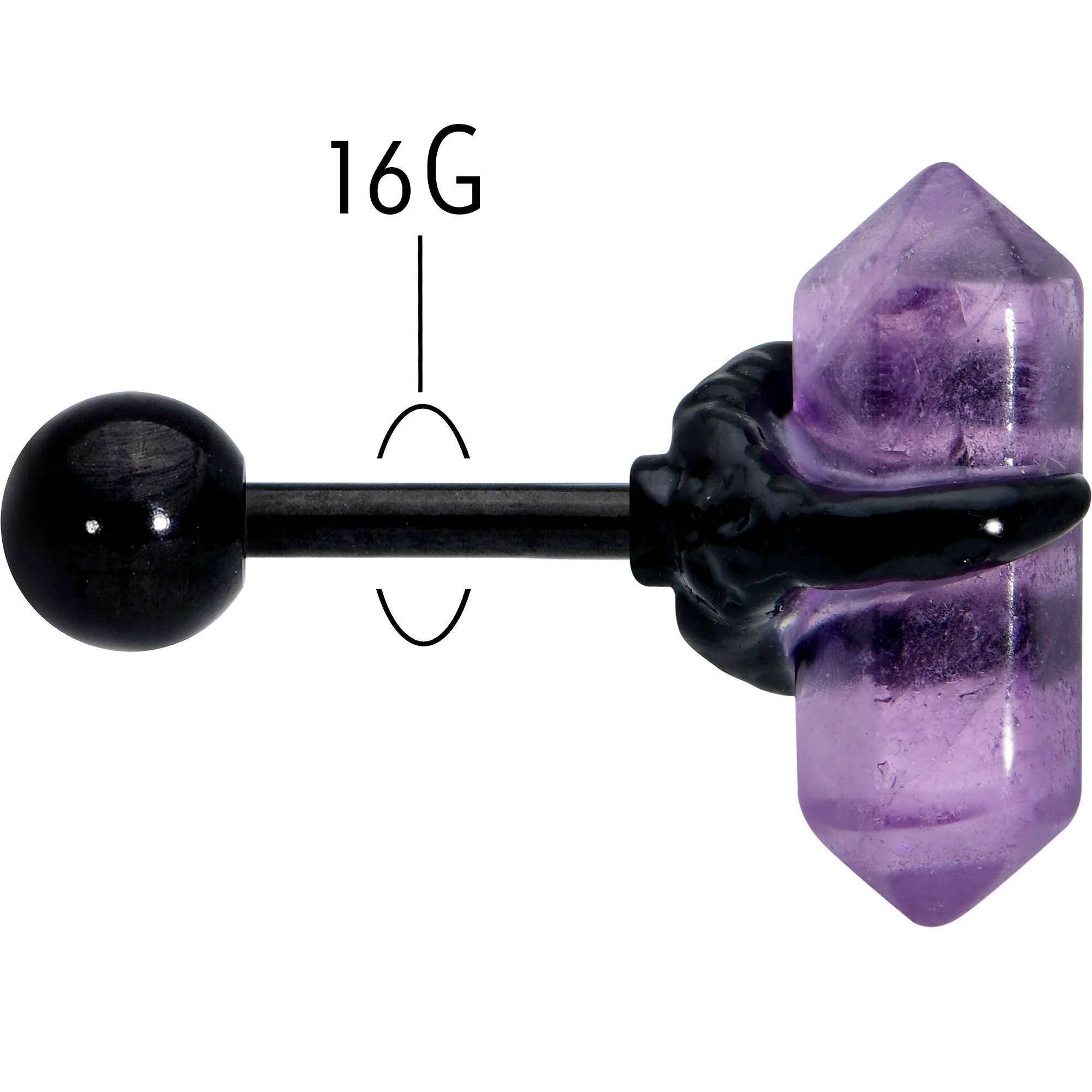 16G 1/4 Purple Amethyst Black Claw Obelisk Cartilage Earring - Image 5
