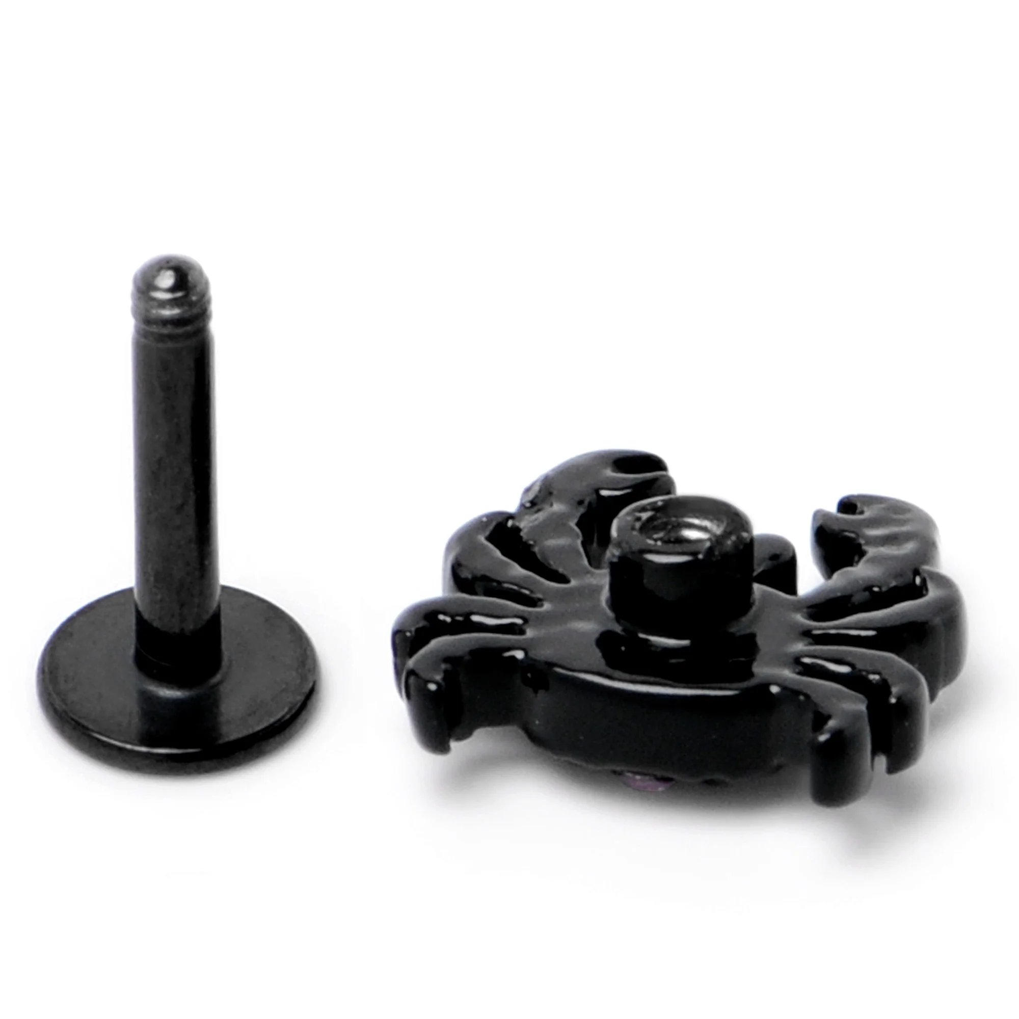 16G 1/4 Purple Gem Black Chic Crab Labret - Image 6