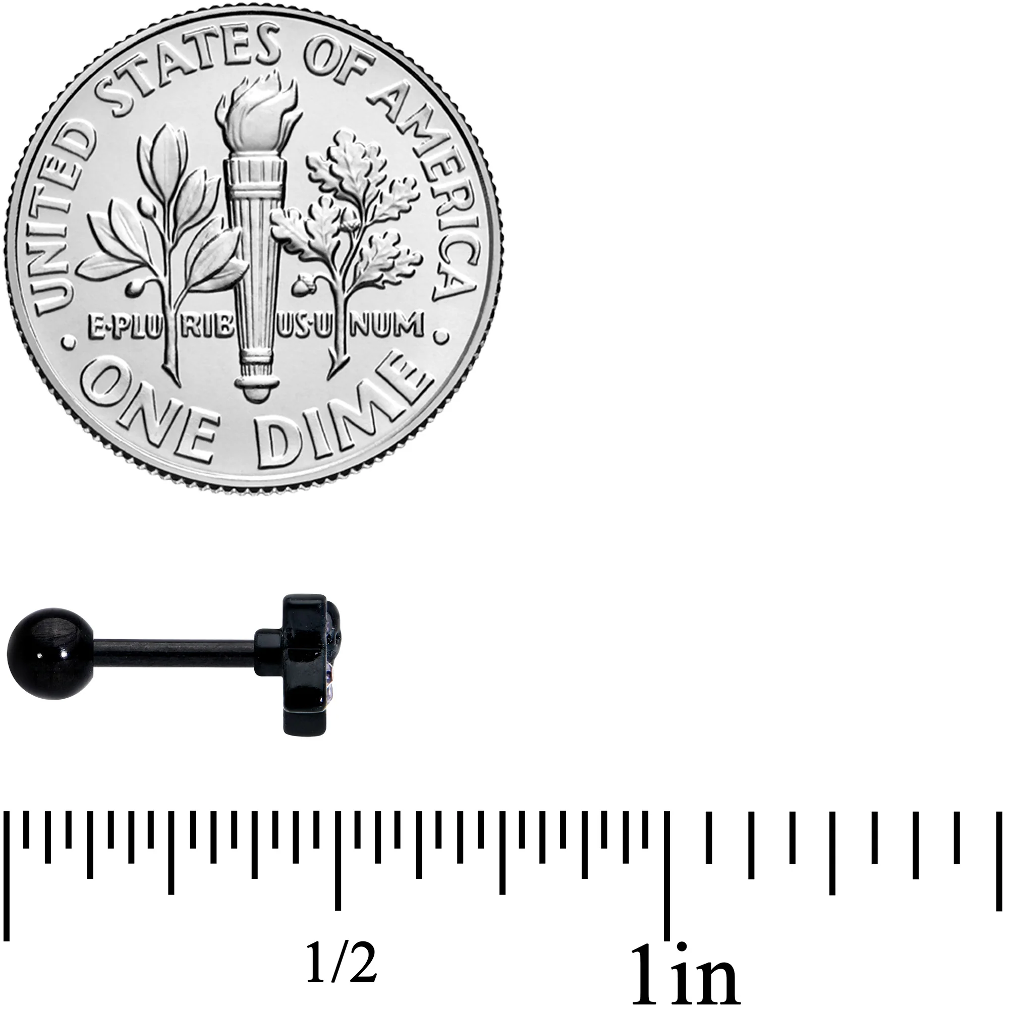 16G 1/4 Purple Gem Black Skull Blossom Cartilage Tragus Earring - Image 4