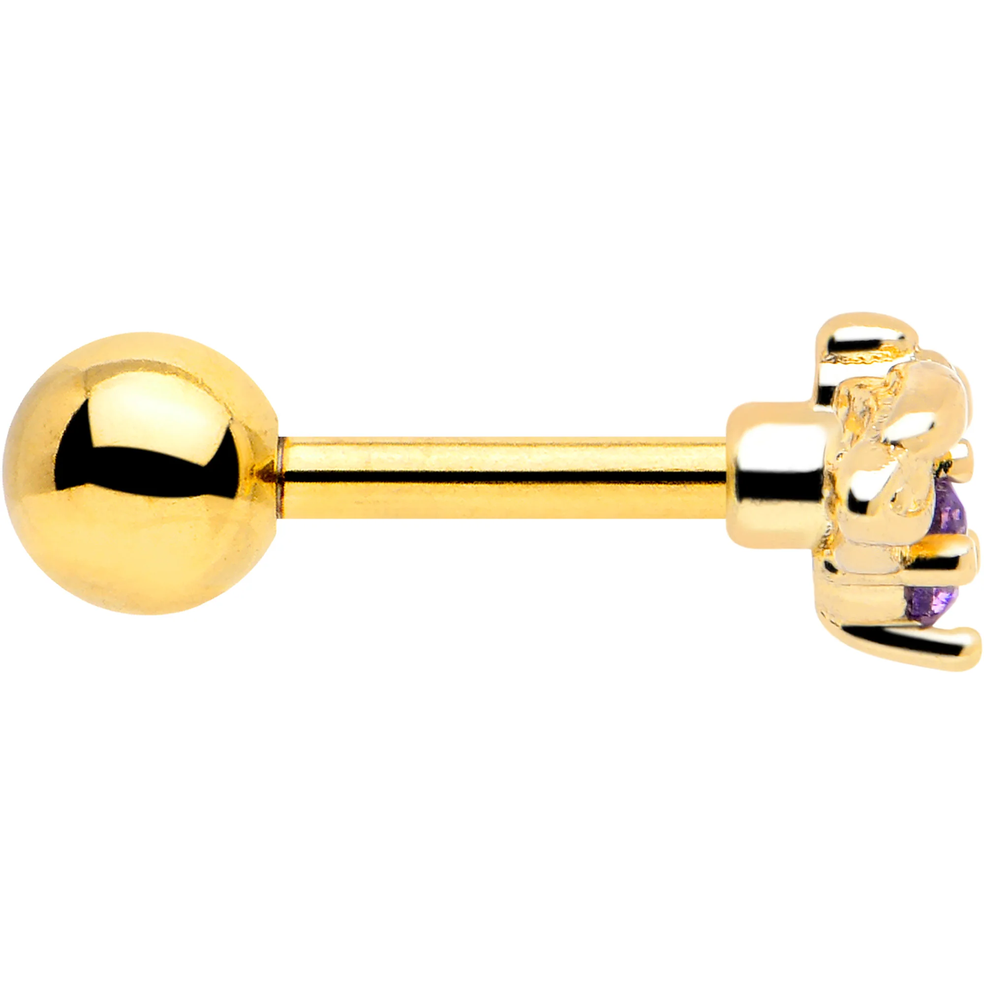 16G 1/4 Purple Gem Gold Tone Beauty Bug Cartilage Tragus Earring - Image 4