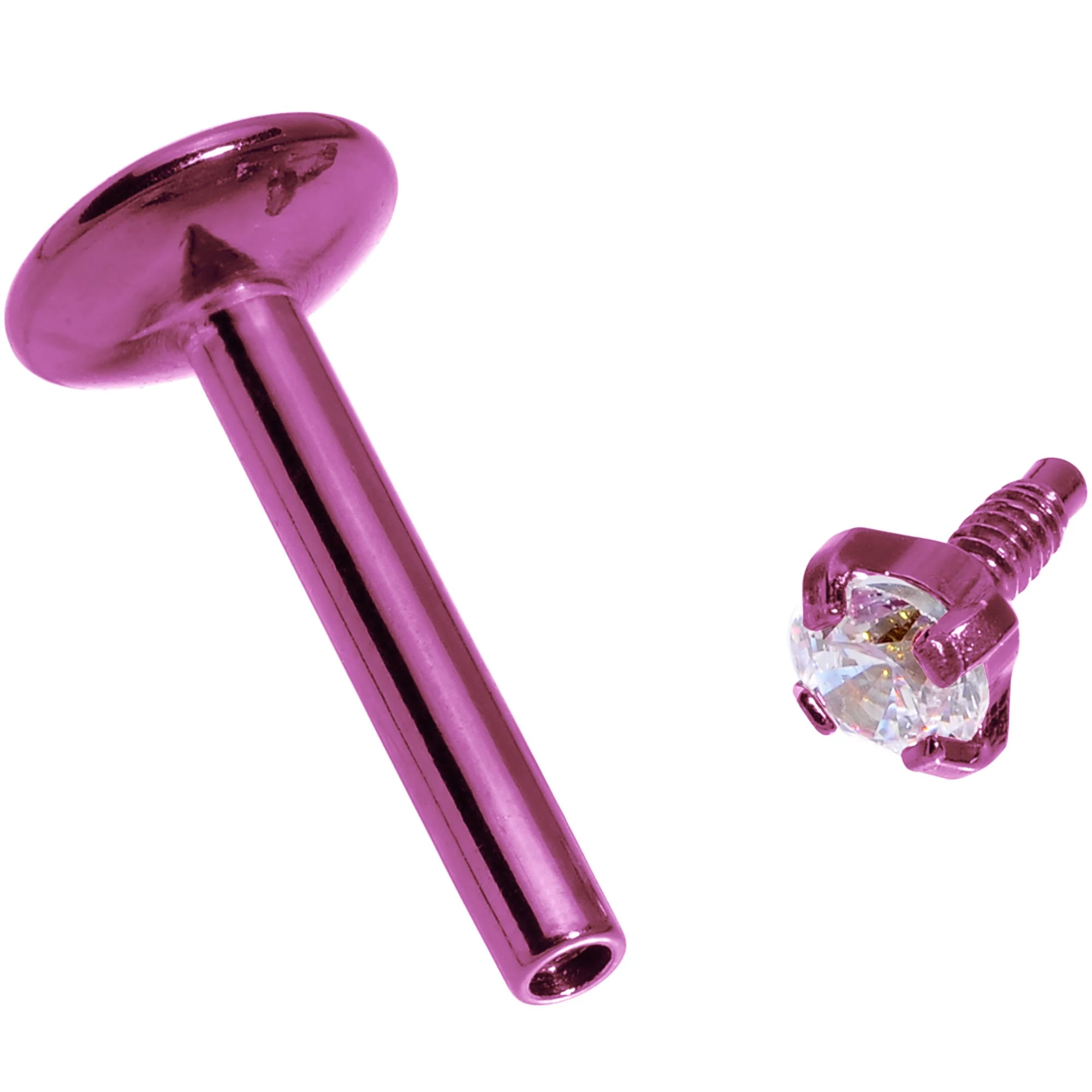 16G 5/16 Purple Titanium Internally Threaded Gem Labret Monroe - Image 3