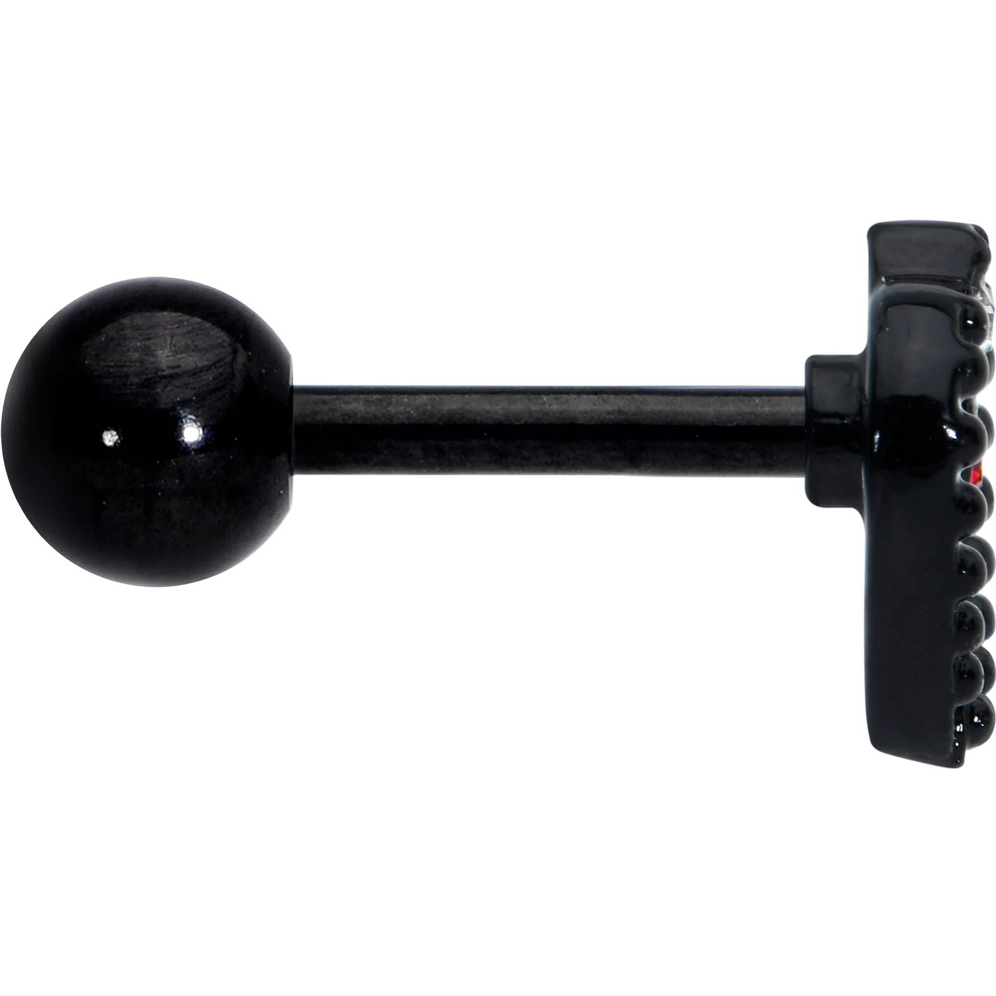 16G 1/4 Red Clear Gem Black Heart Key Cartilage Tragus Earring - Image 3